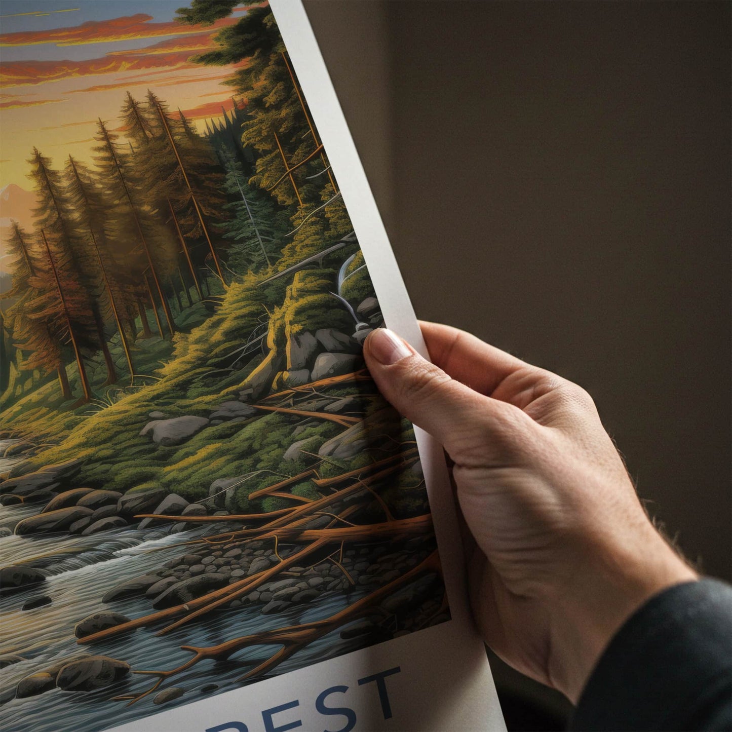 BLACK FOREST Poster - GERMANY Travel Art - Golden Sunset Stream Home Decor
