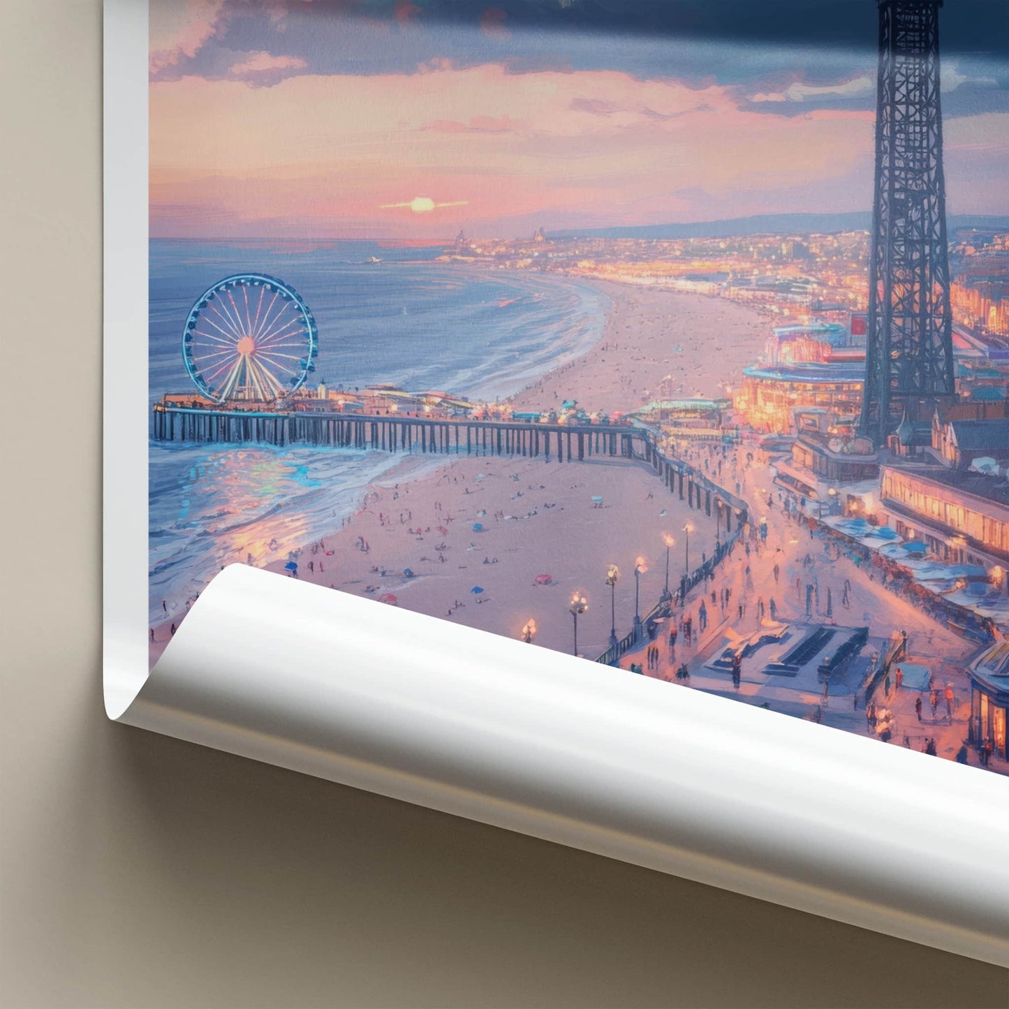 Blackpool Poster - England Art Print - Pier Tower Sunset Wall Decor