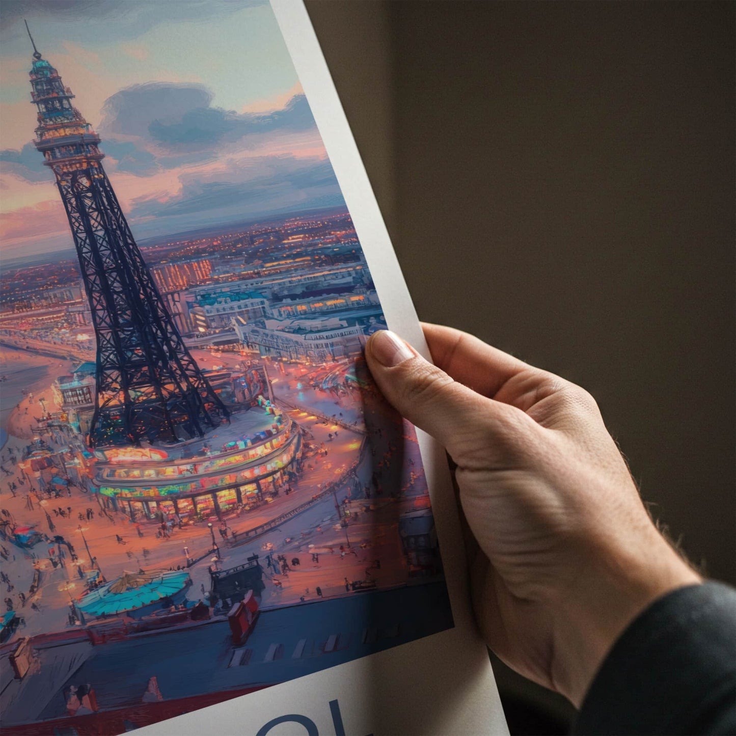 Blackpool Poster - England Travel Art - Pier Tower Sunset Home Decor