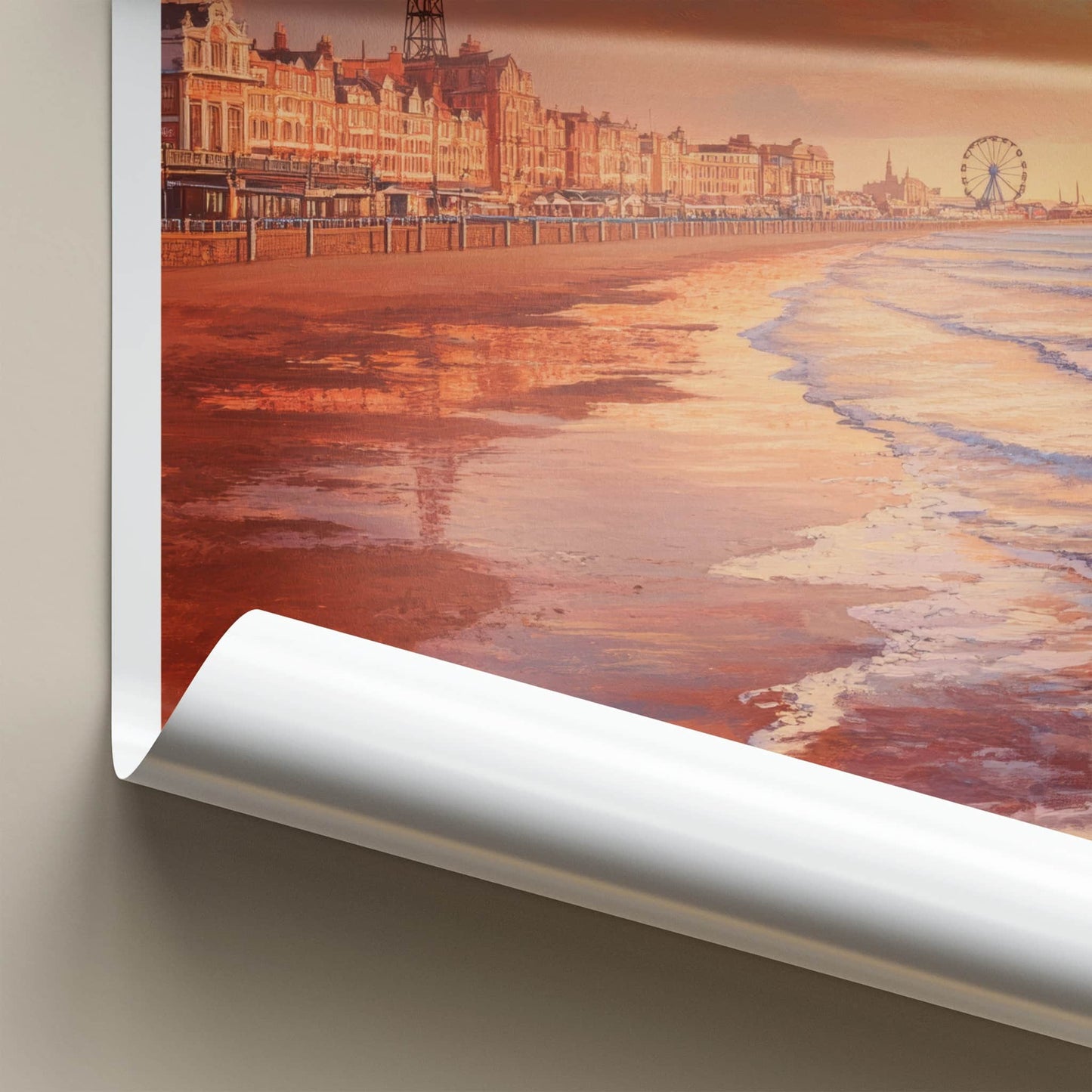 Blackpool Poster - England Travel Art - Sunset Beach Promenade Home Decor