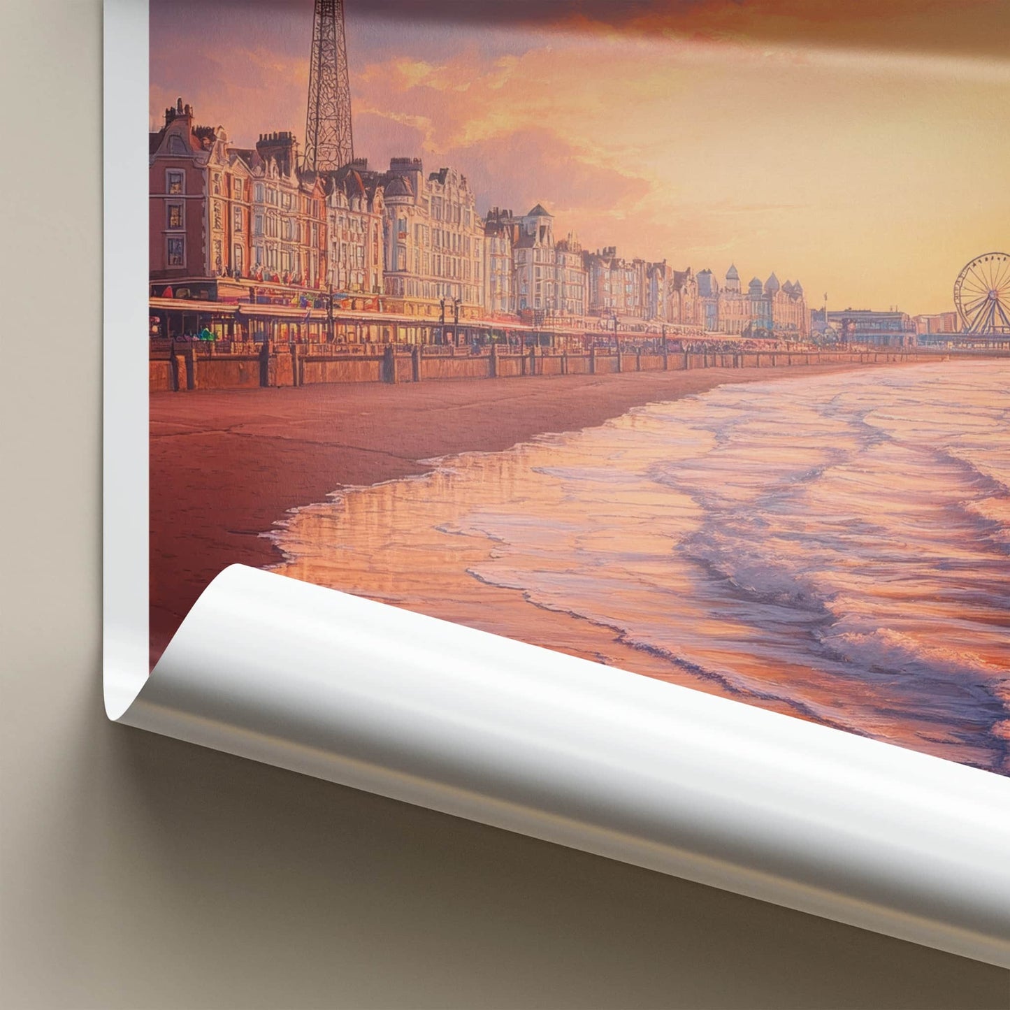 Blackpool Poster - England Travel Art - Sunset Coastal Scene Home Decor