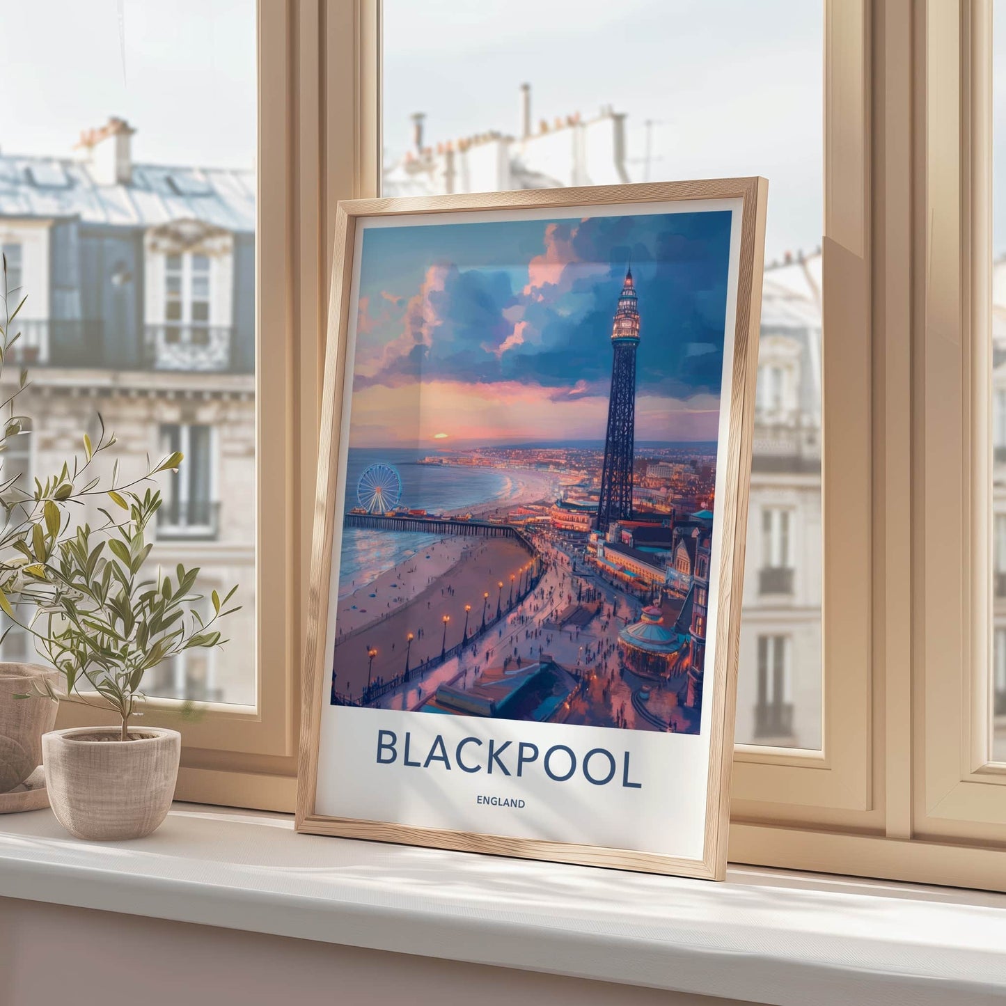 Blackpool Poster - England Travel Art - Vibrant Coastal Sunset Home Decor