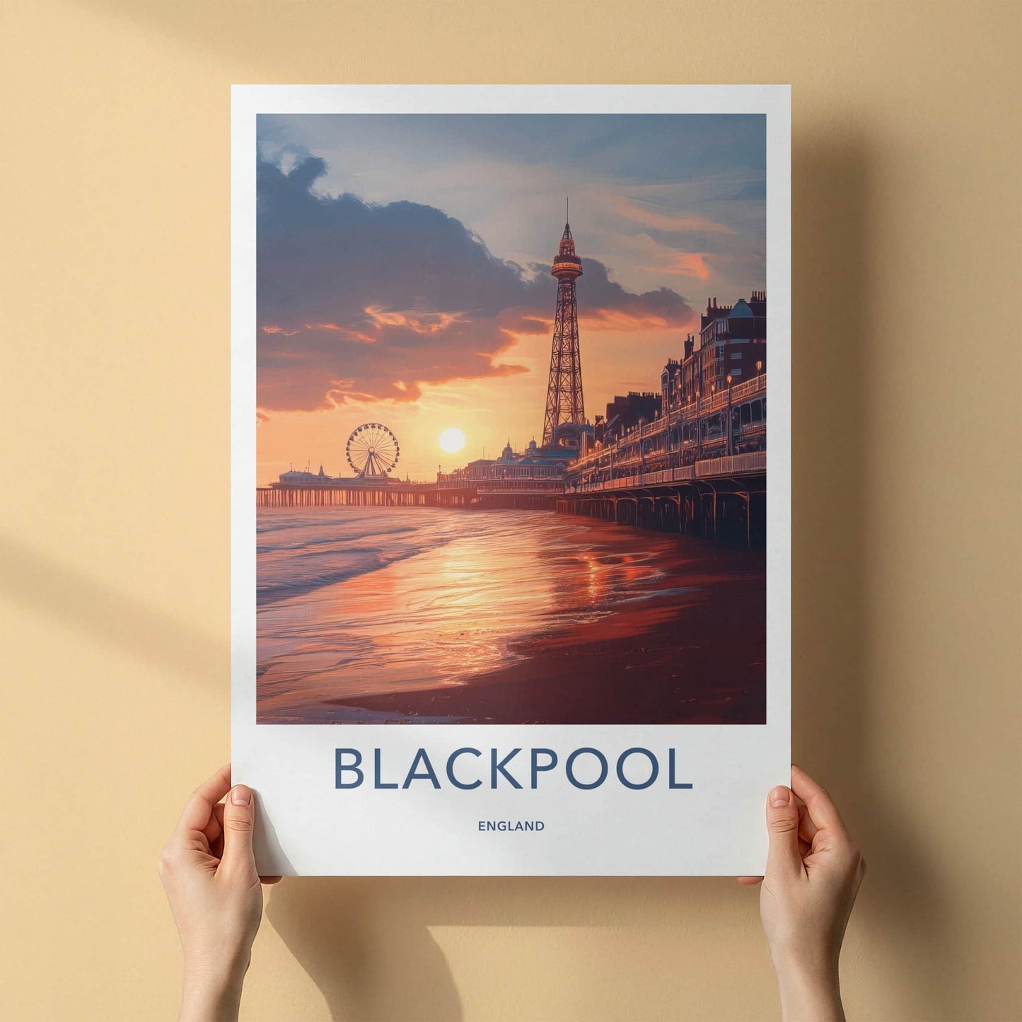 Blackpool Poster - England Travel Art - Vibrant Pier Sunset Wall Decor