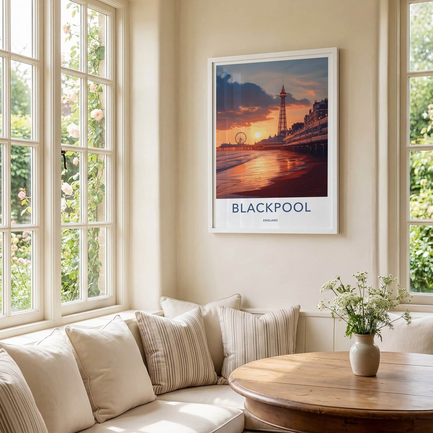 Blackpool Poster - England Travel Art - Vibrant Pier Sunset Wall Decor