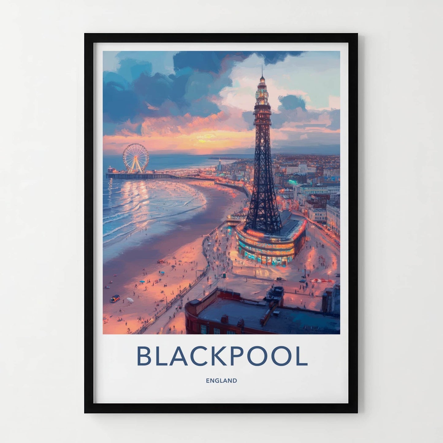 Blackpool Poster - England Wall Art - Sunset Beach Tower Home Decor