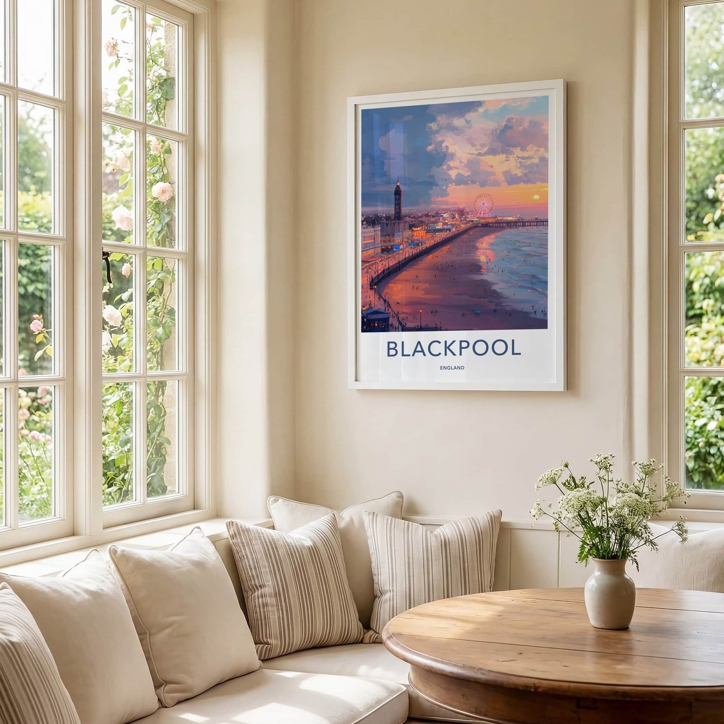 Blackpool Poster - England Wall Art - Vibrant Seaside Promenade Home Decor