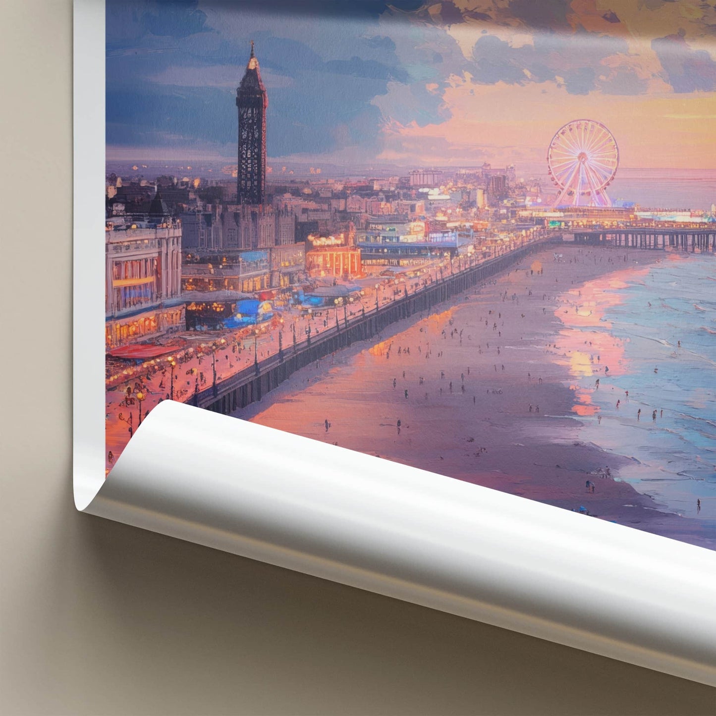 Blackpool Poster - England Wall Art - Vibrant Seaside Promenade Home Decor
