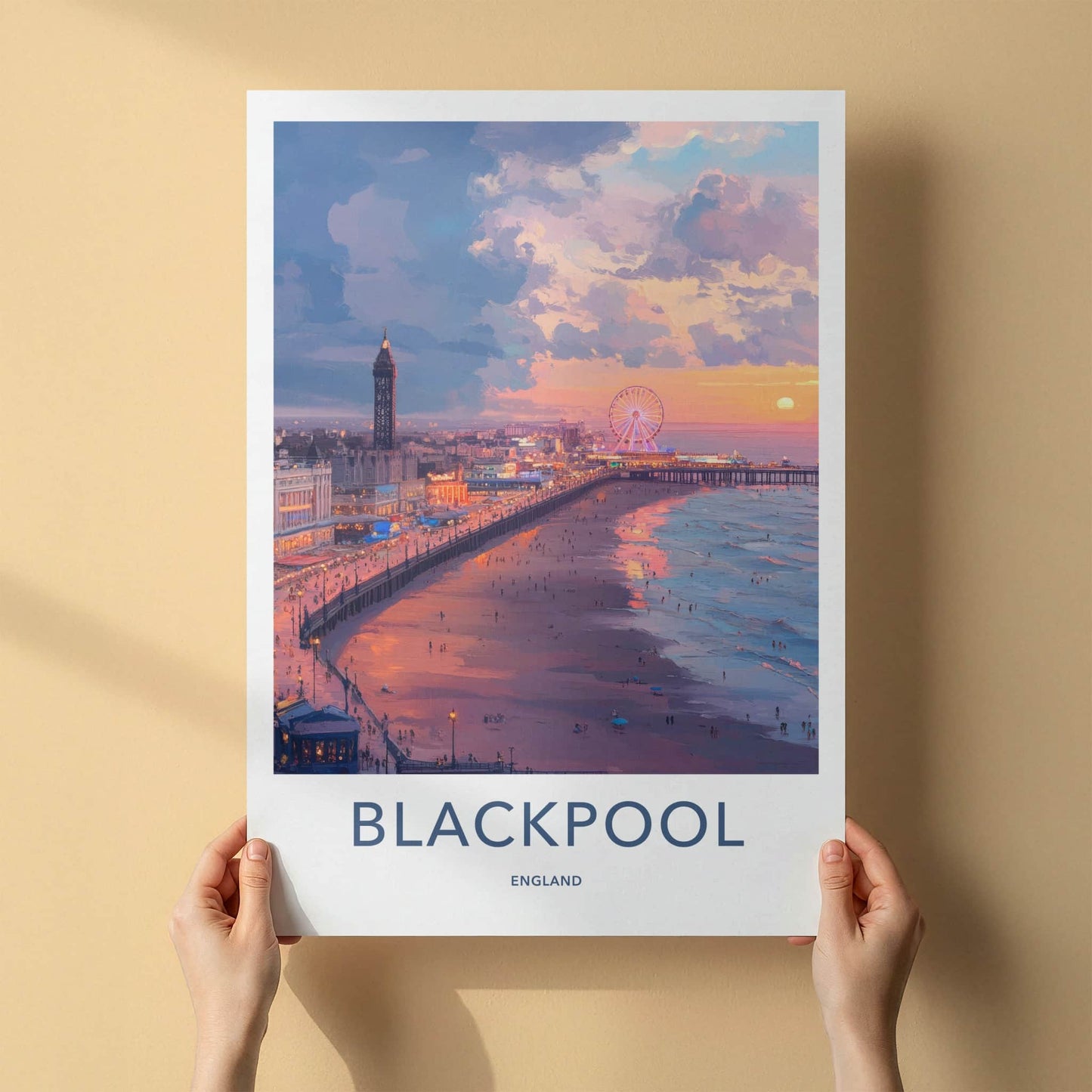 Blackpool Poster - England Wall Art - Vibrant Seaside Promenade Home Decor