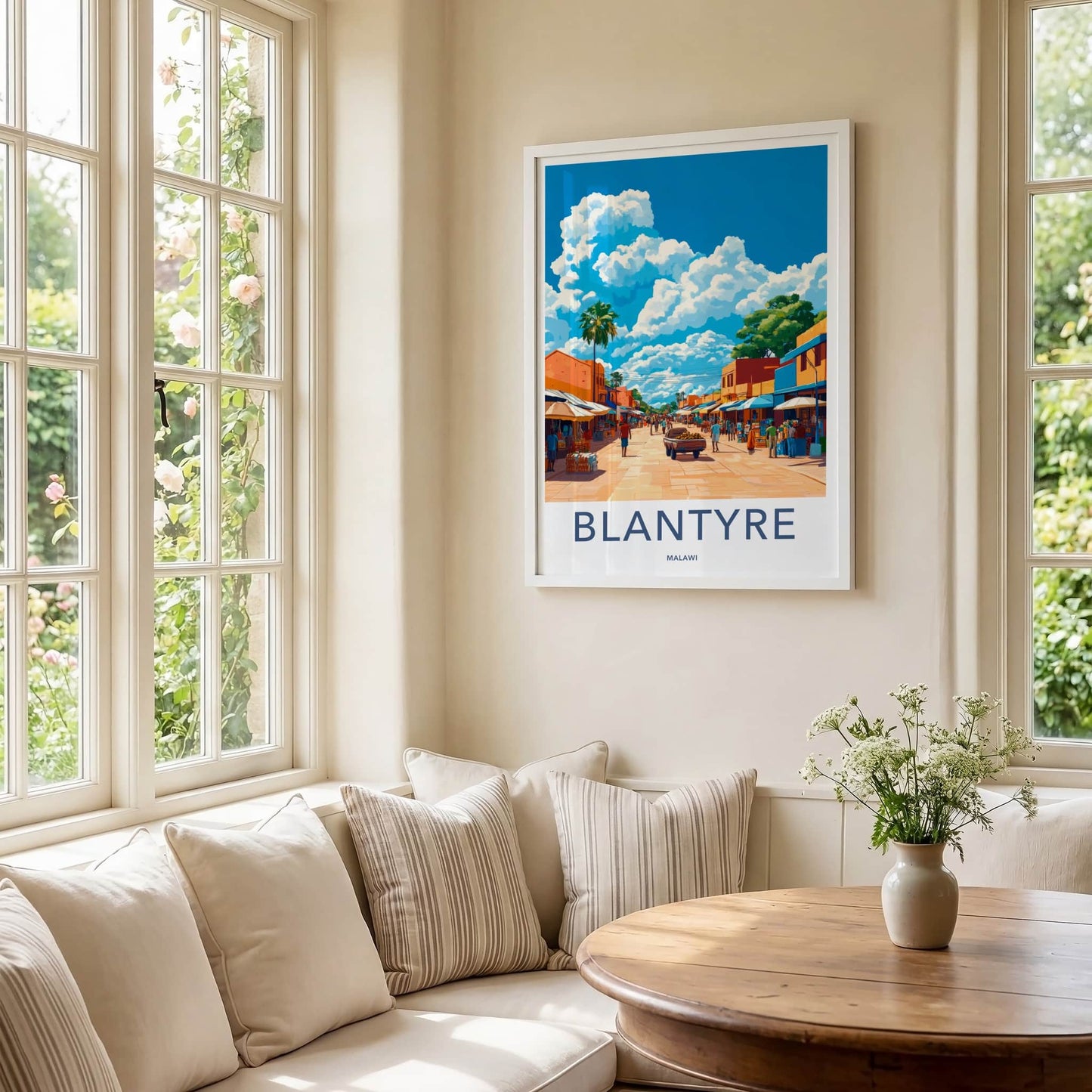 Blantyre Poster - Malawi Travel Art - Vibrant Market Street Home Decor