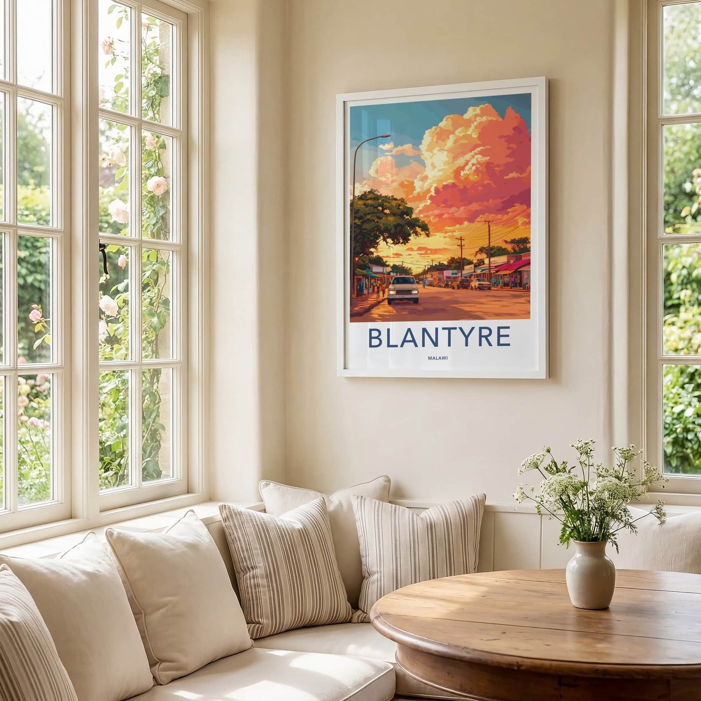 Blantyre Poster - Malawi Travel Art - Vibrant Sunset Street Home Decor