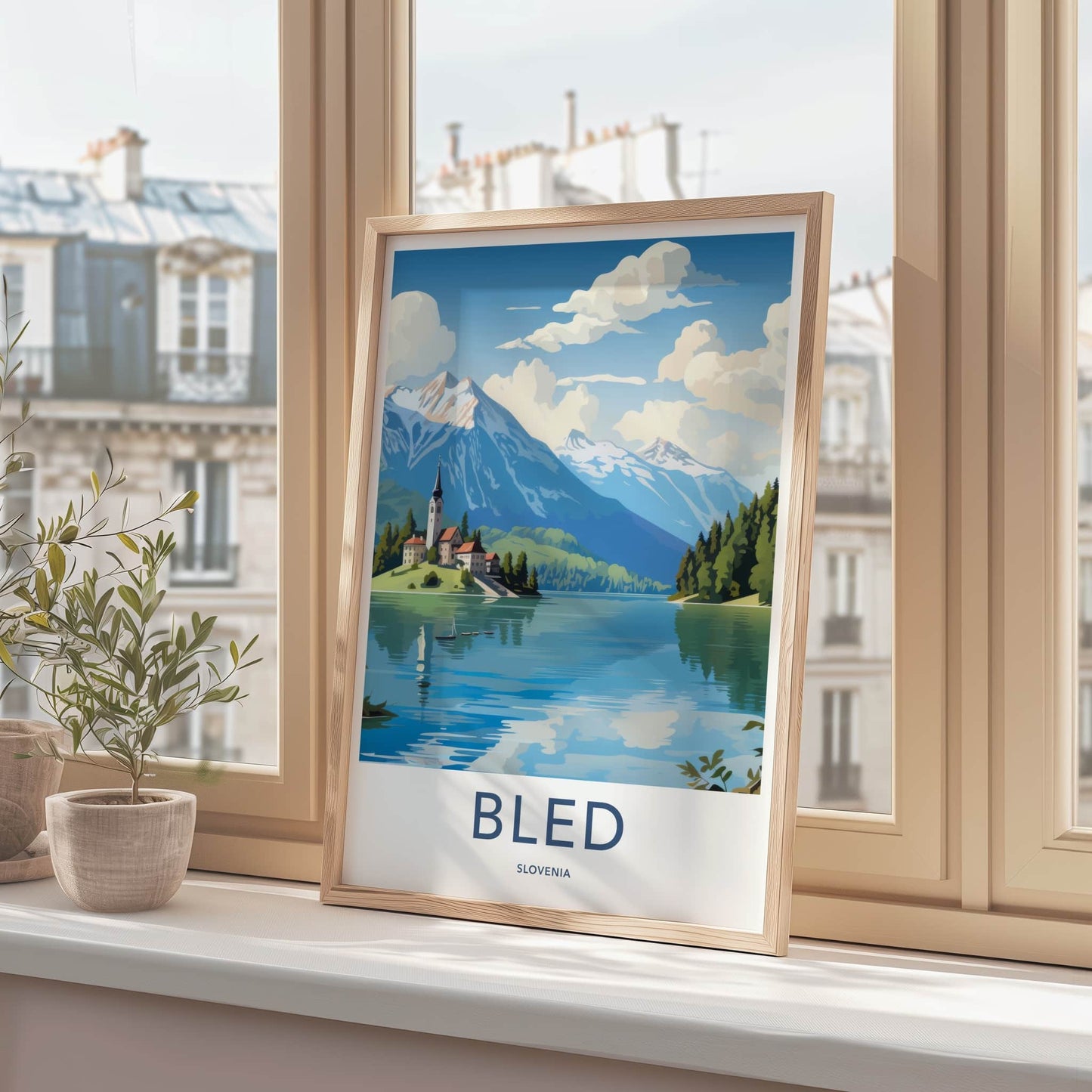Bled Poster - Slovenia Framed Print - Island Church Lake Lounge Decor