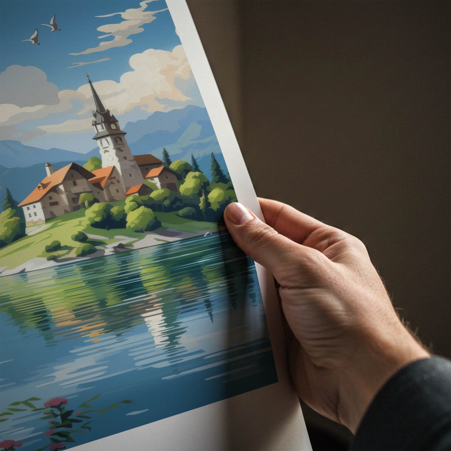 Bled Poster - Slovenia Travel Art - Island Church Mountain Home Decor