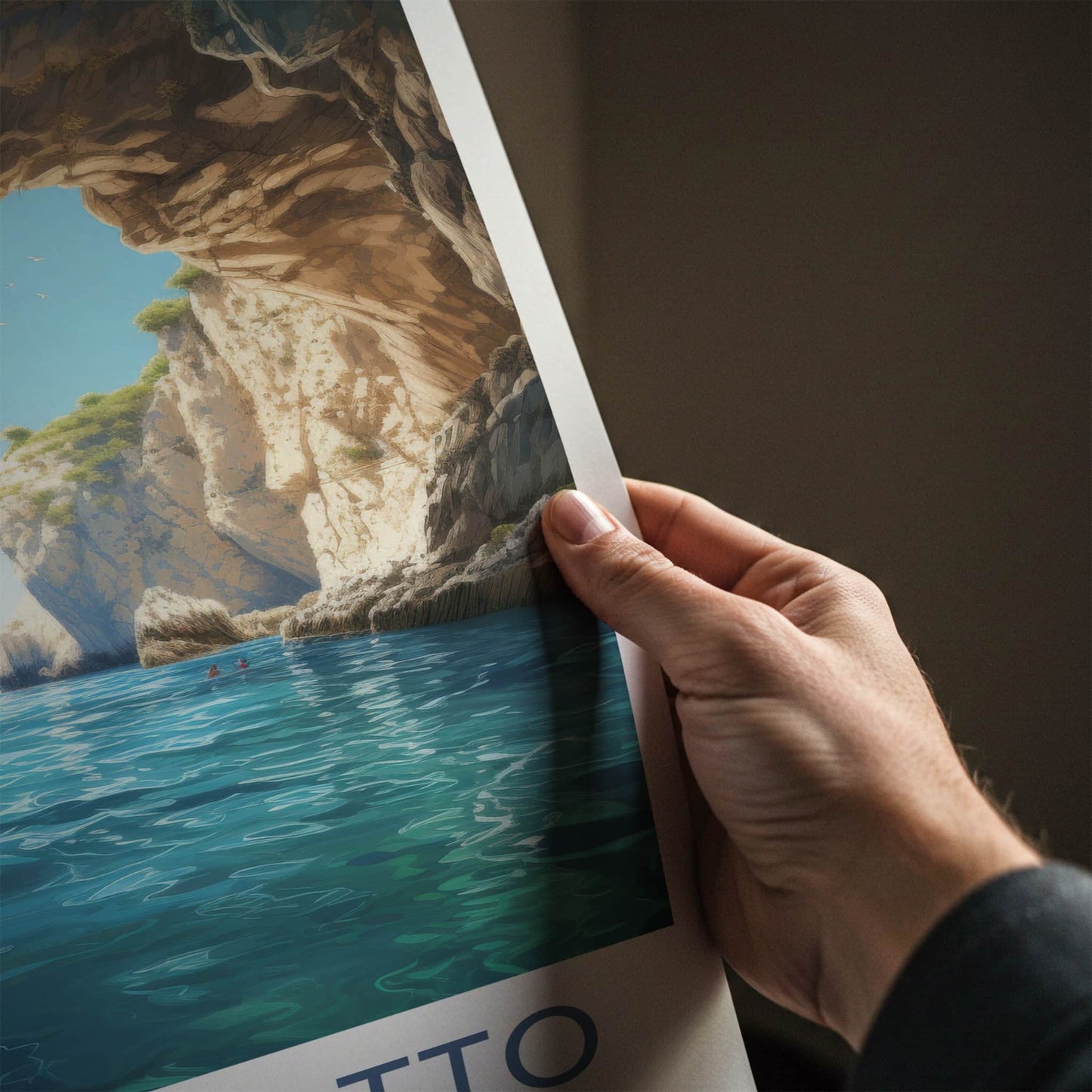 Blue Grotto Poster - Italy Travel Art - Rocky Cave Waters Home Decor