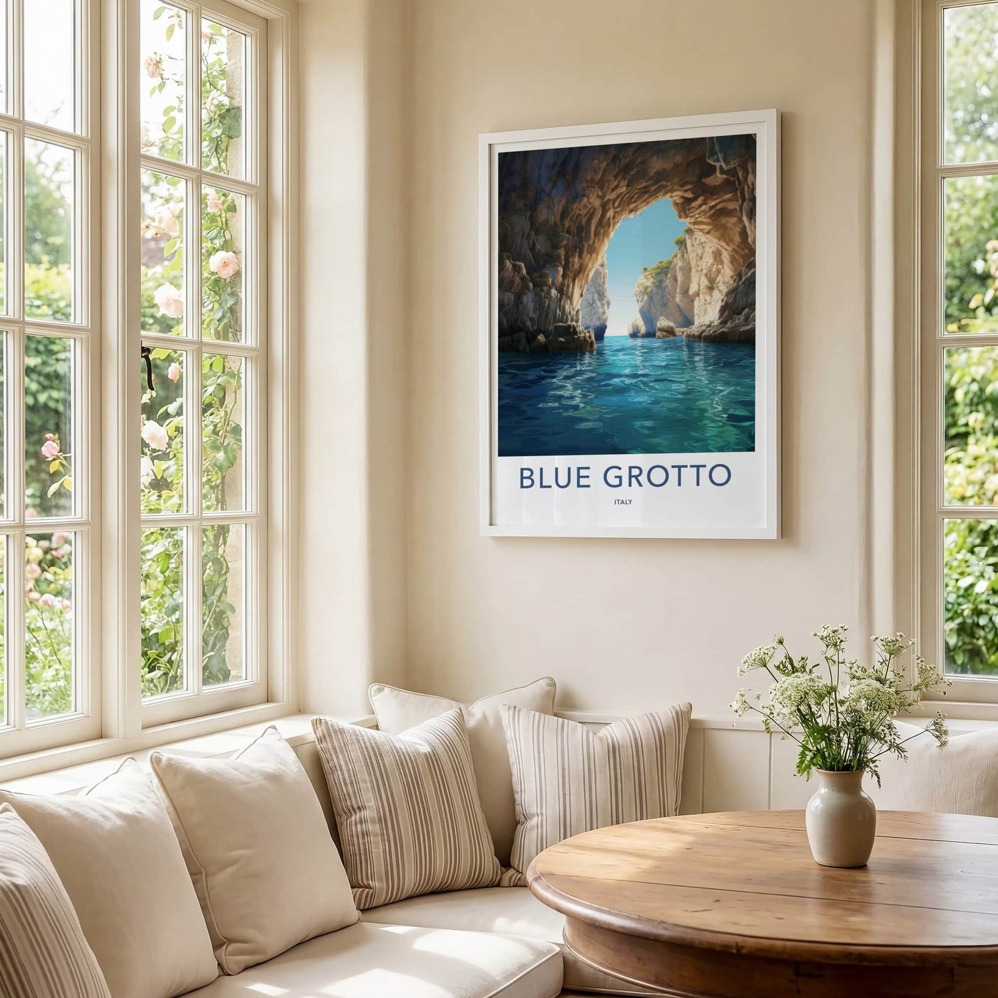 Blue Grotto Poster - Italy Travel Art - Rocky Cave Waters Home Decor