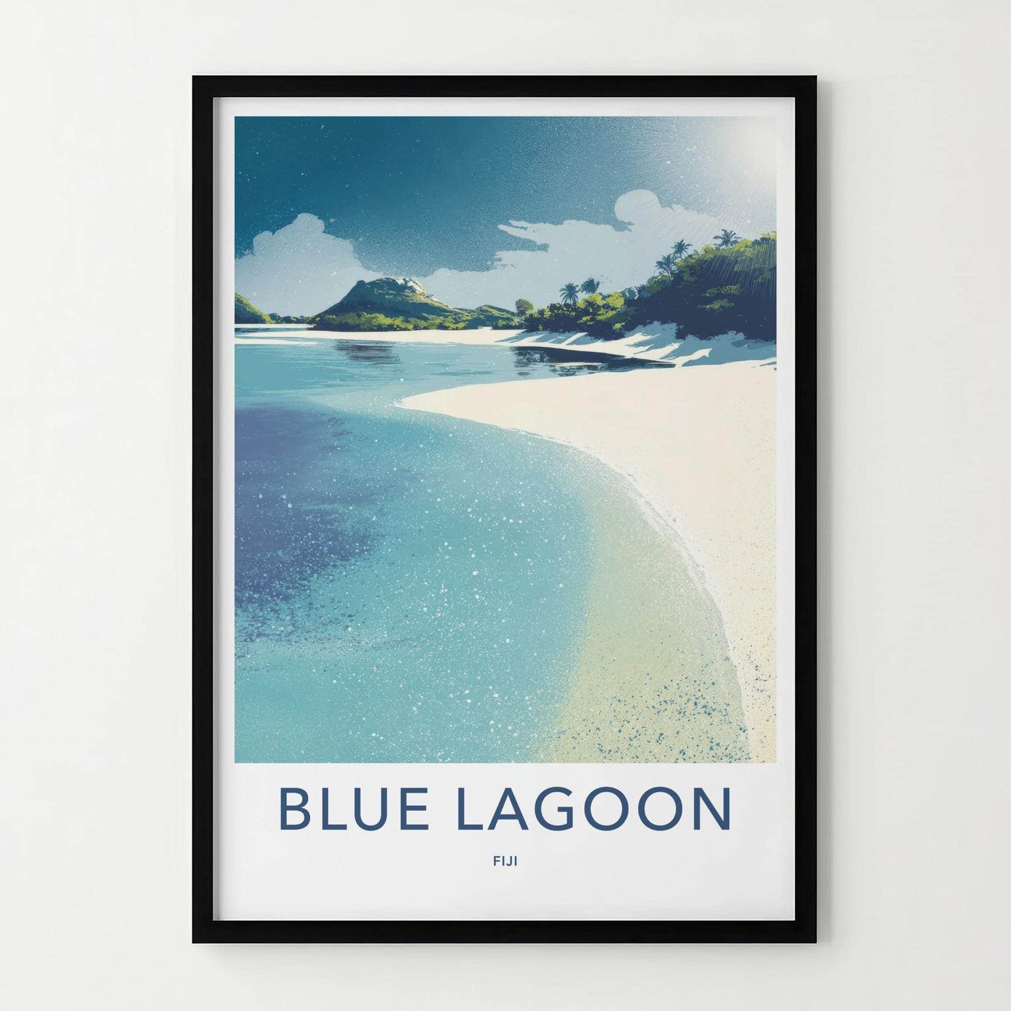 Blue Lagoon Poster - Fiji Wall Art - Pristine Tropical Shore Room Decor