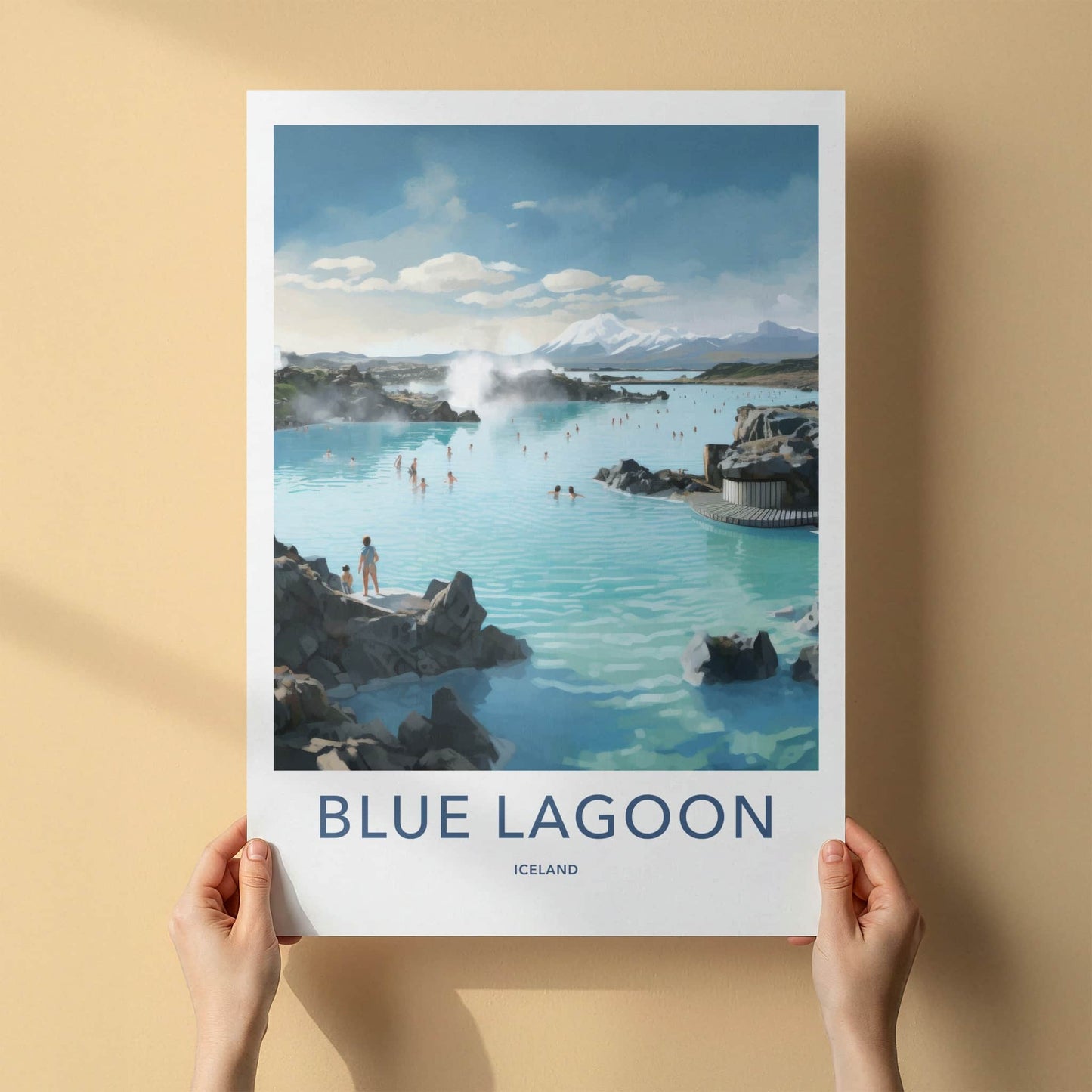 Blue Lagoon Poster - Iceland Travel Art - Bathing Geothermal Pool Home Decor