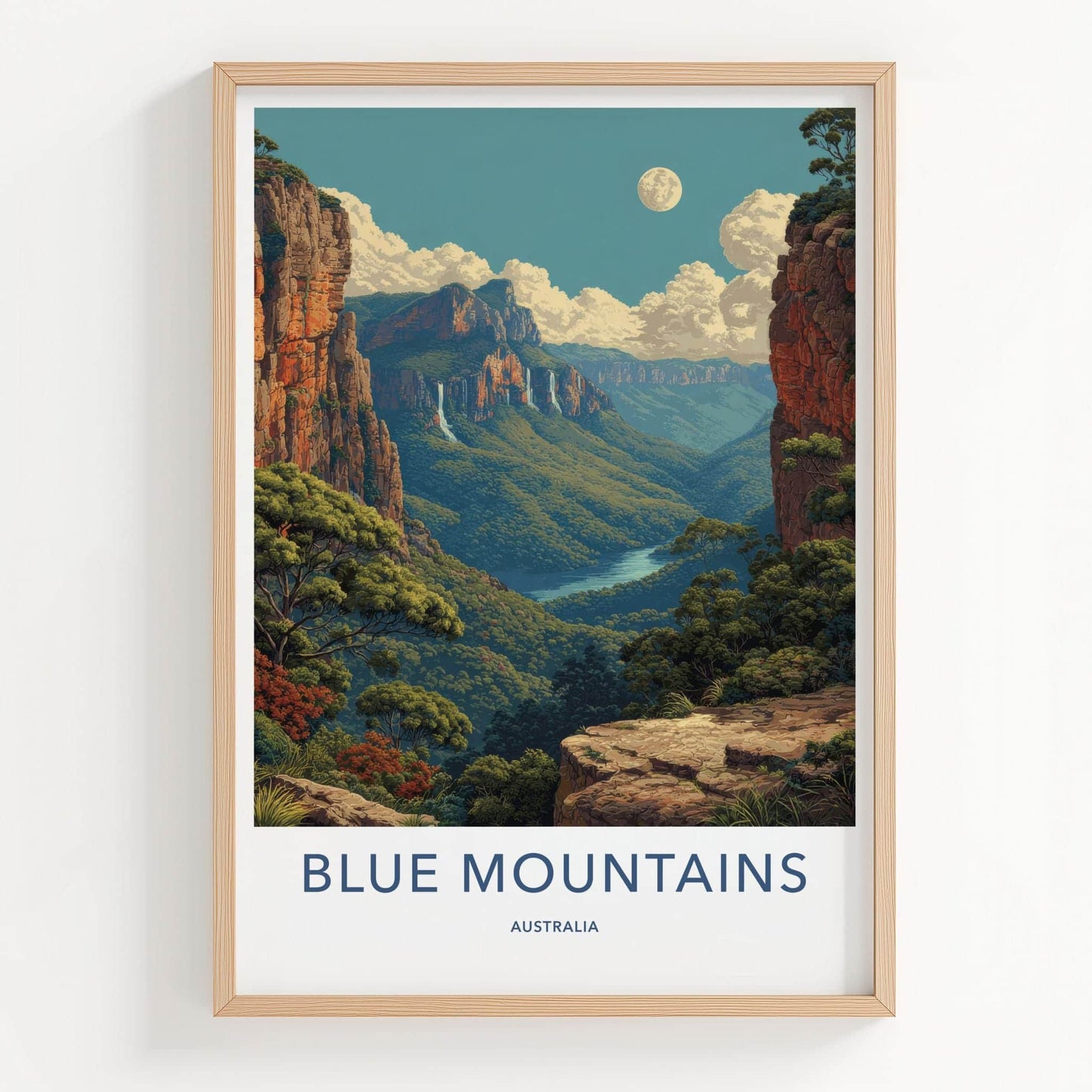 Blue Mountains Poster - Australia Scenic Art - Vibrant Valley View Wall Decor