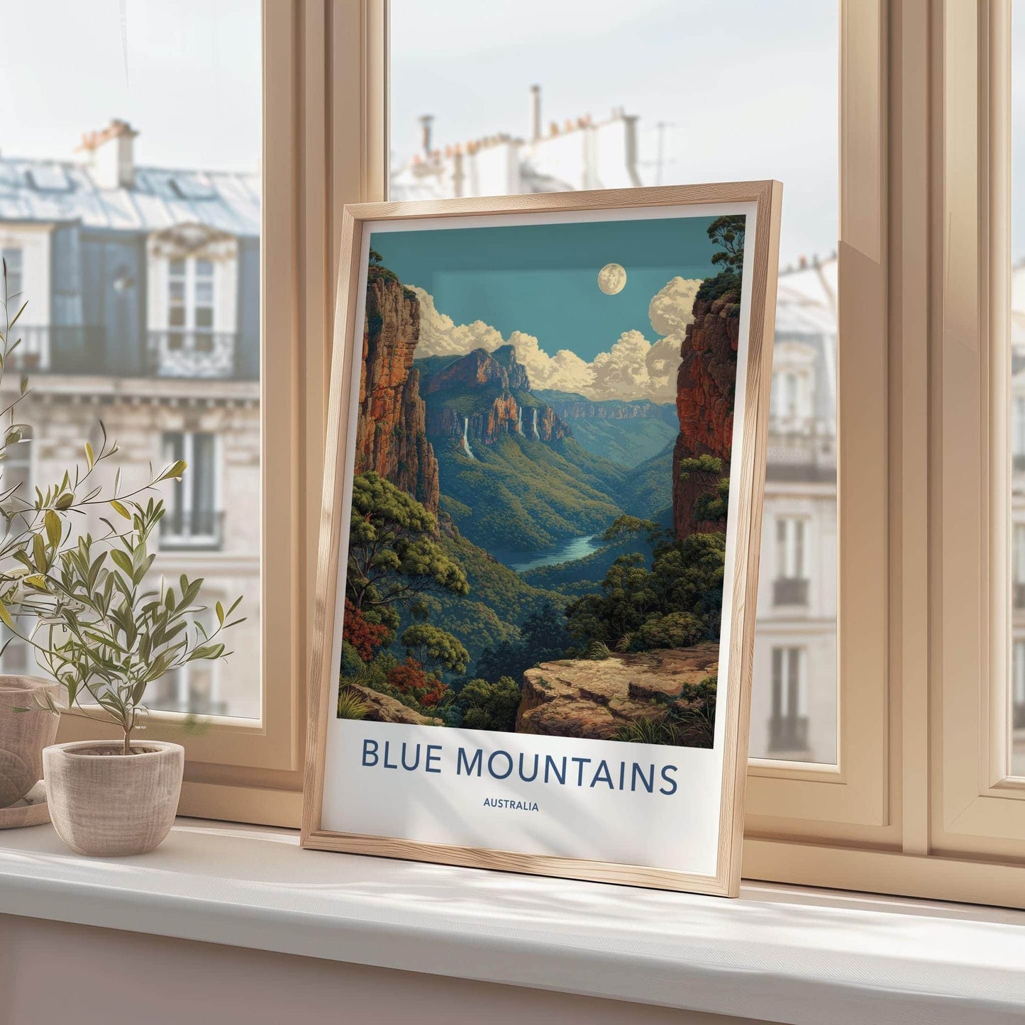 Blue Mountains Poster - Australia Scenic Art - Vibrant Valley View Wall Decor