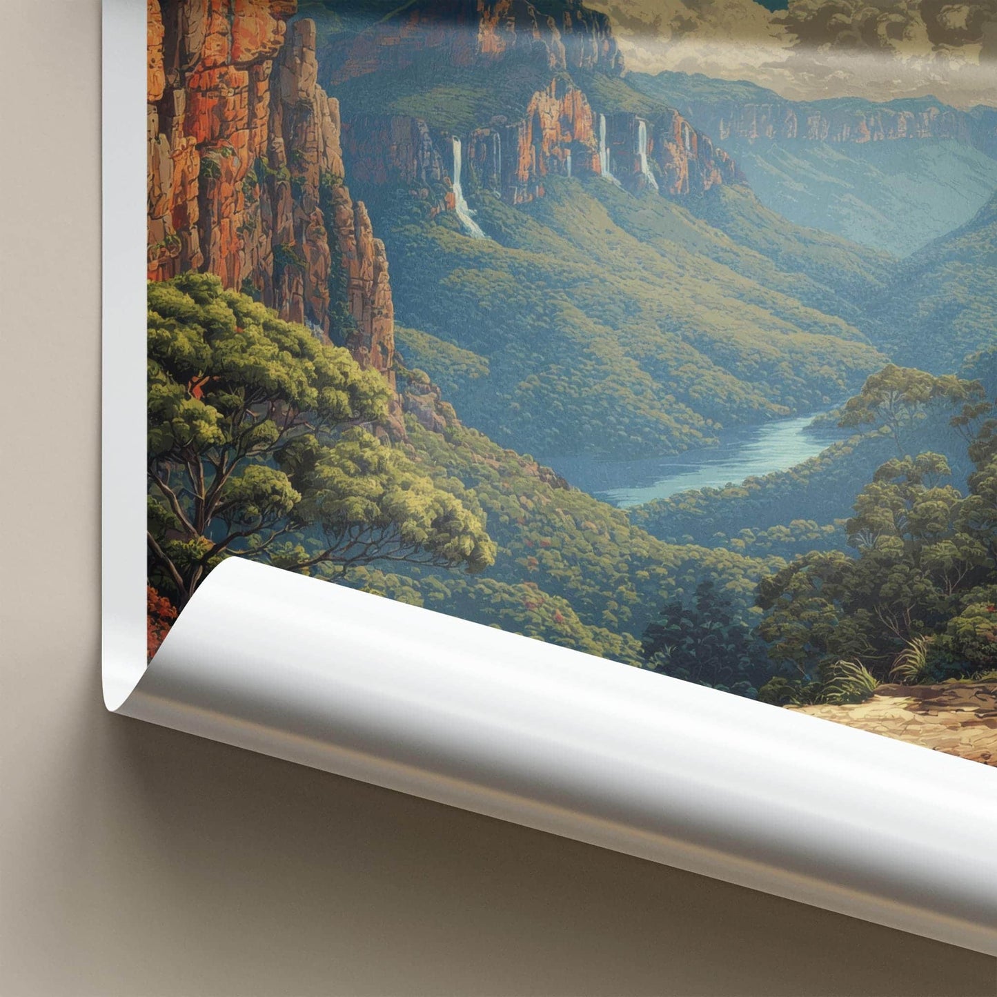 Blue Mountains Poster - Australia Scenic Art - Vibrant Valley View Wall Decor