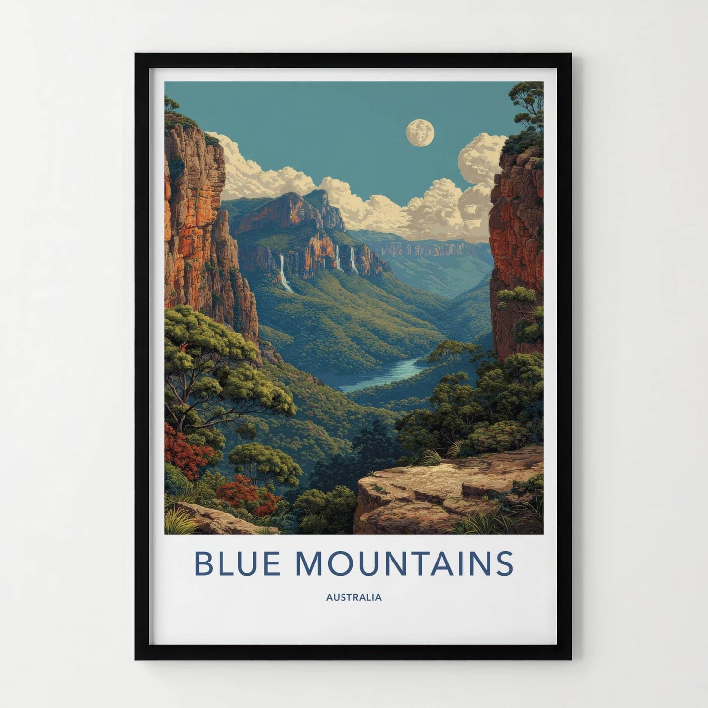 Blue Mountains Poster - Australia Scenic Art - Vibrant Valley View Wall Decor