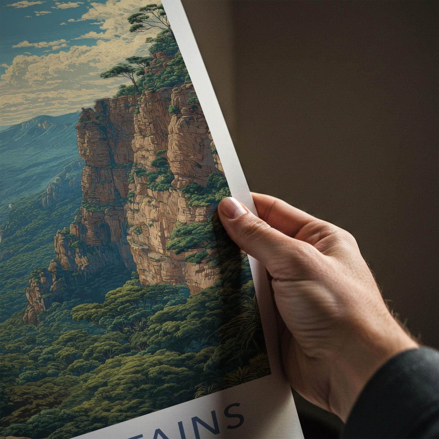 Blue Mountains Poster - Australia Travel Art - Lush Valley Moon Wall Decor
