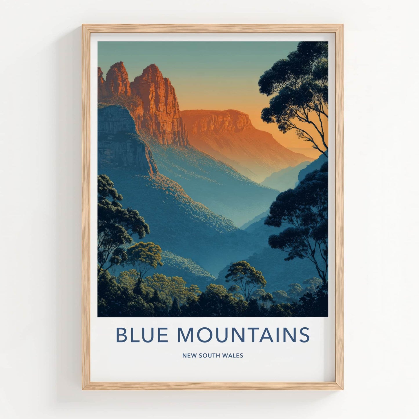 Blue Mountains Poster - New South Wales Layered Peaks Home Decor