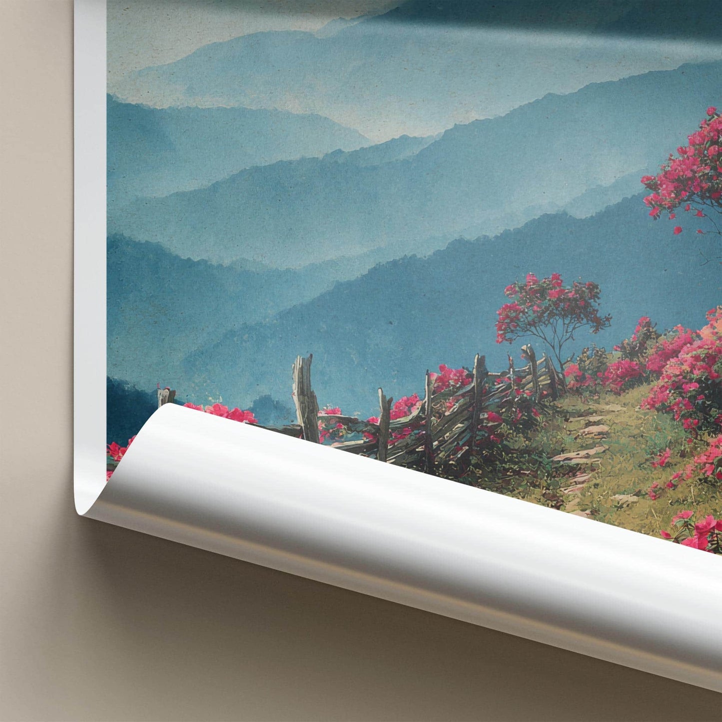 Blue Ridge Poster - North Carolina Scenic Art - Blooming mountain path Wall Decor