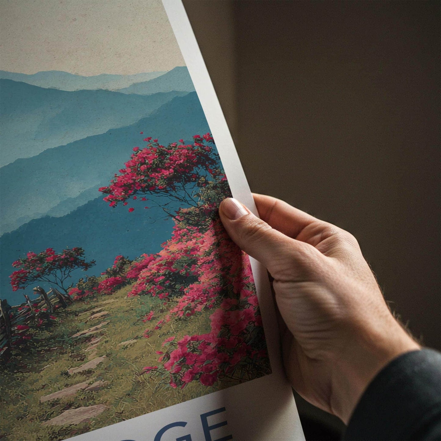 Blue Ridge Poster - North Carolina Wall Art - Mountain Flowers Pathway Home Decor