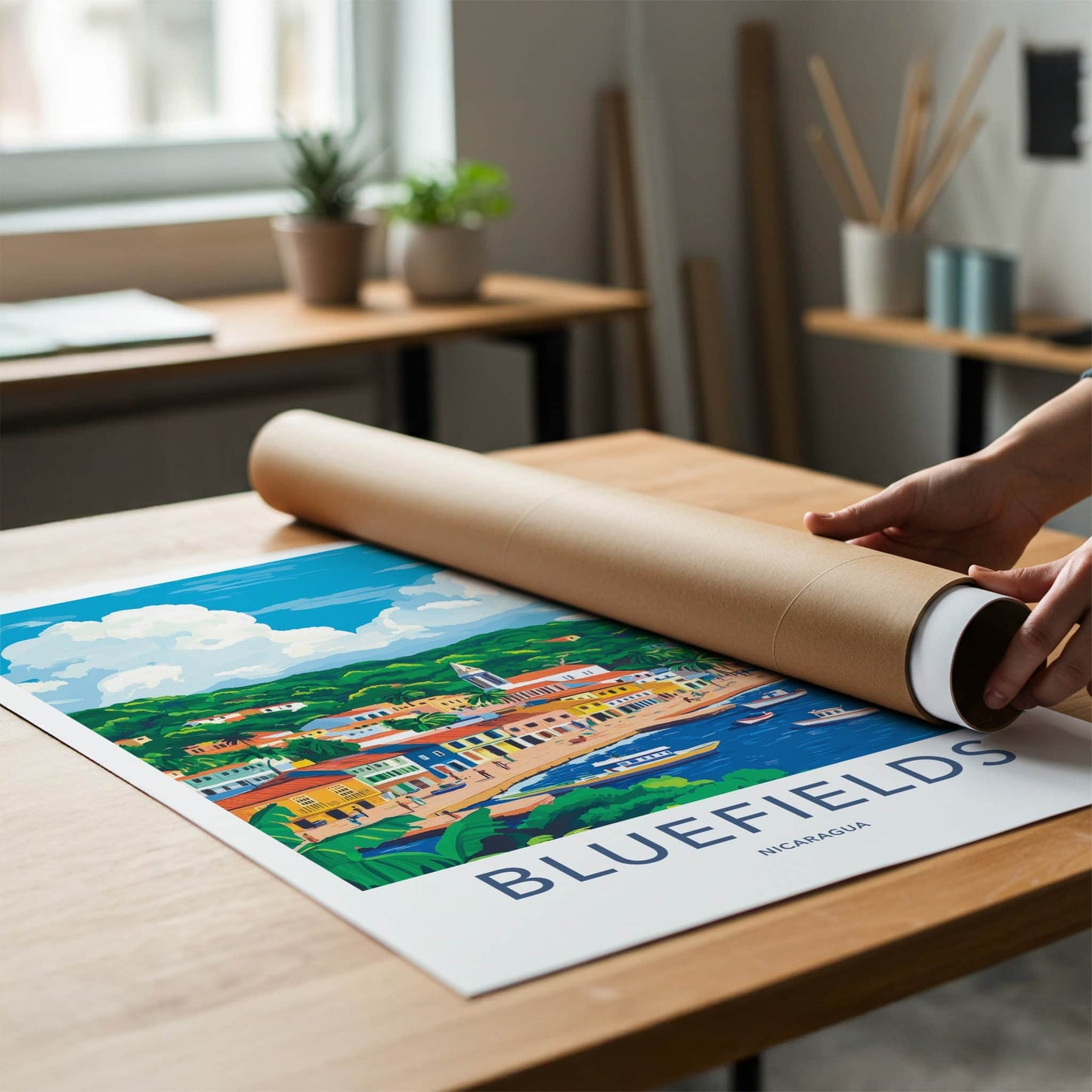 Bluefields Poster - Nicaragua Travel Art - Colorful Port Town Home Decor