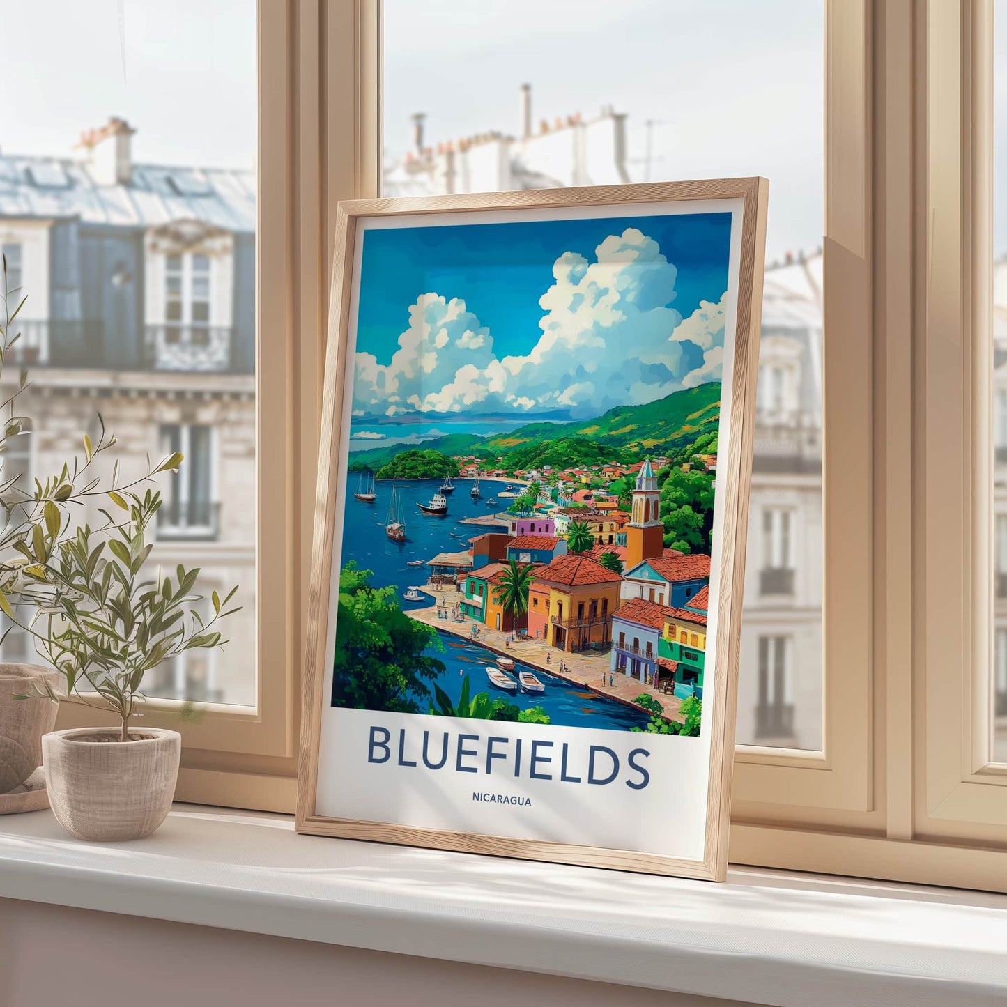 Bluefields Poster - Nicaragua Travel Art - Vibrant Coastal Town Home Decor