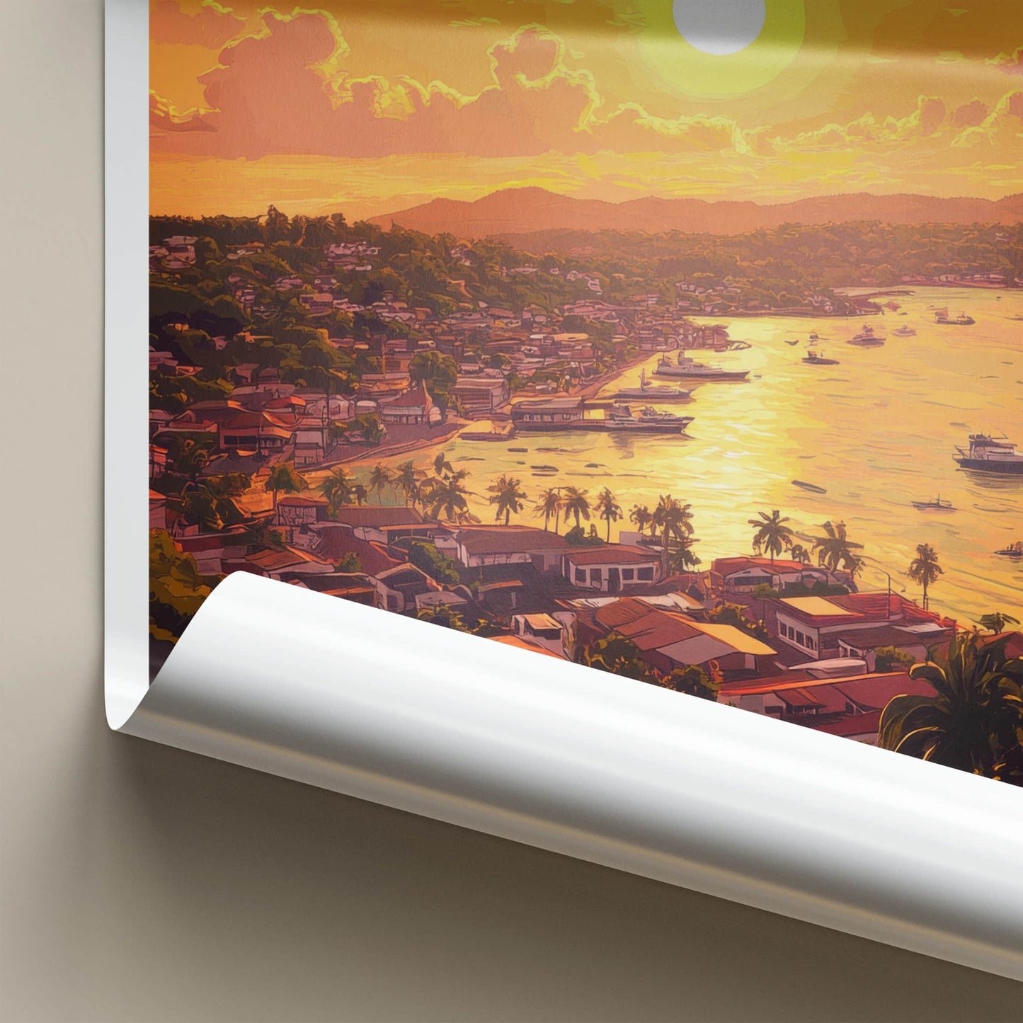 Bluefields Poster - Nicaragua Travel Art - Vibrant Sunset Harbor Home Decor