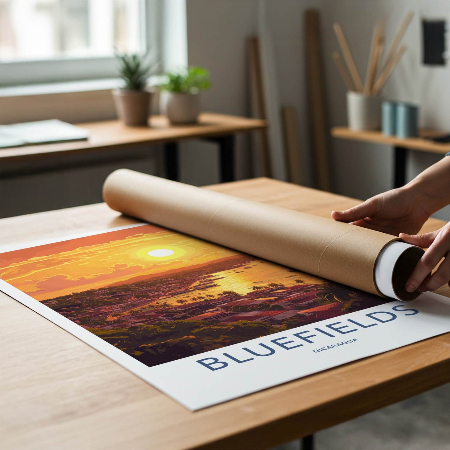 Bluefields Poster - Nicaragua Travel Art - Vibrant Sunset Harbor Home Decor