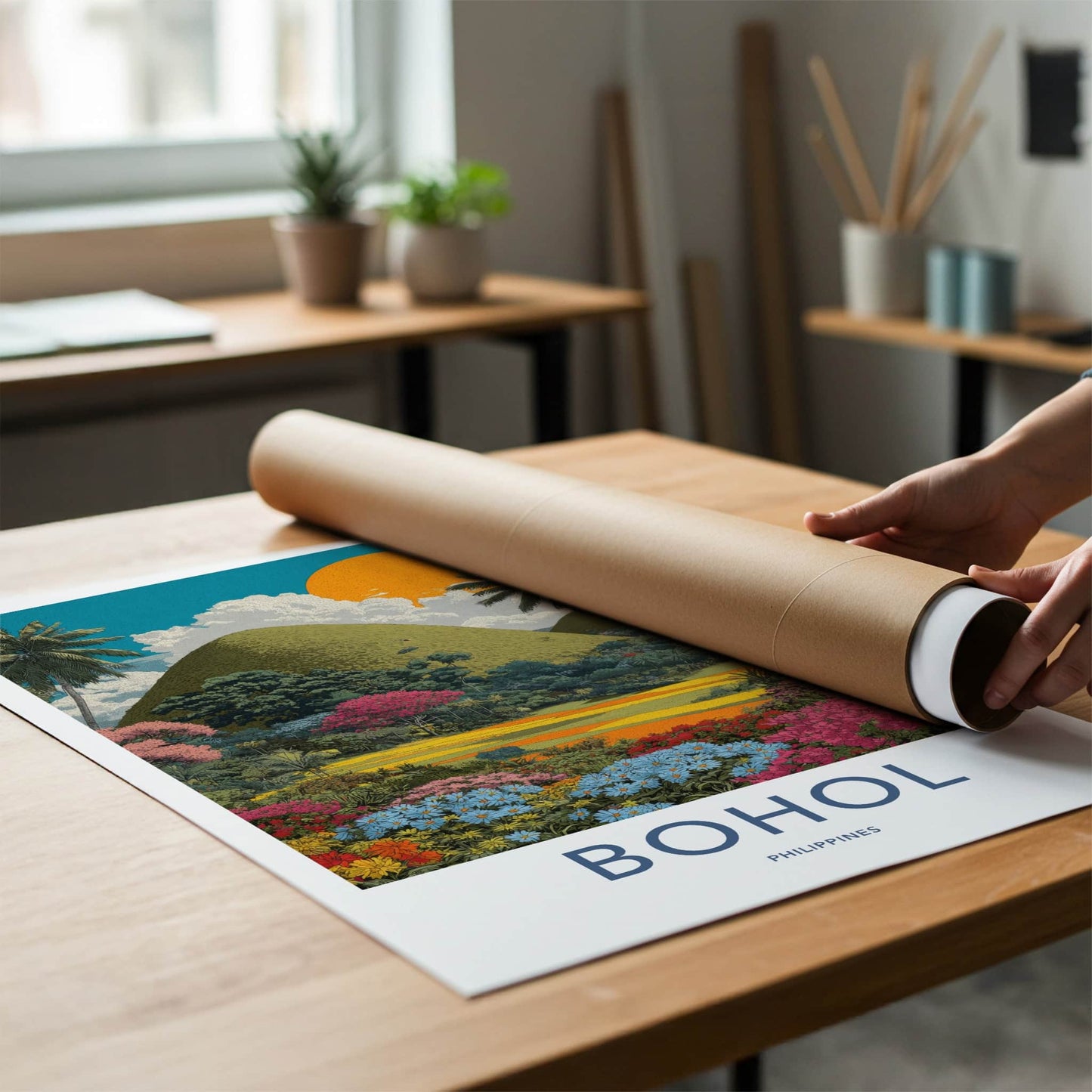 Bohol Poster - Philippines Art Print - Chocolate Hills Landscape Lounge Decor