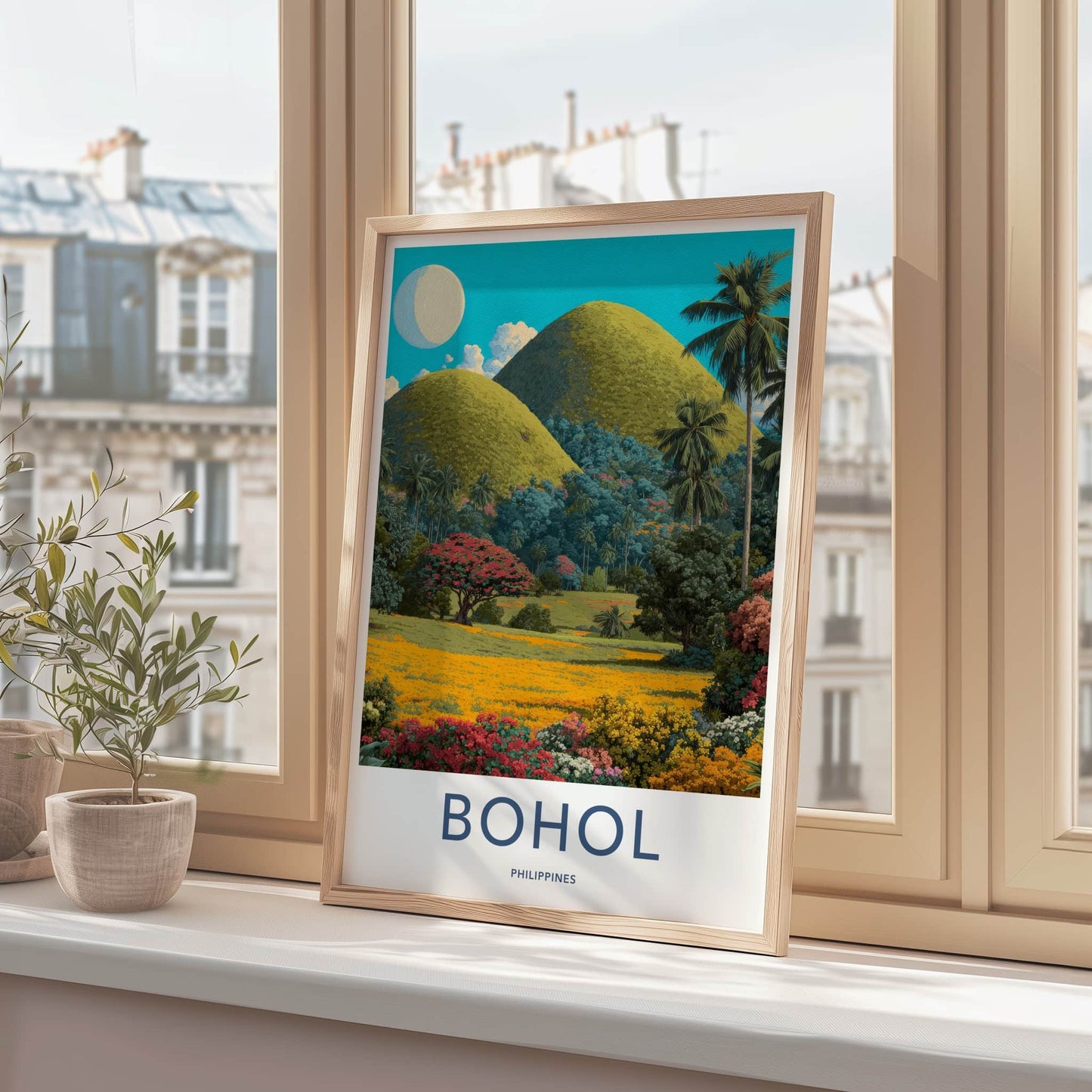 Bohol Poster - Philippines Art Print - Rolling Hills Landscape Home Decor