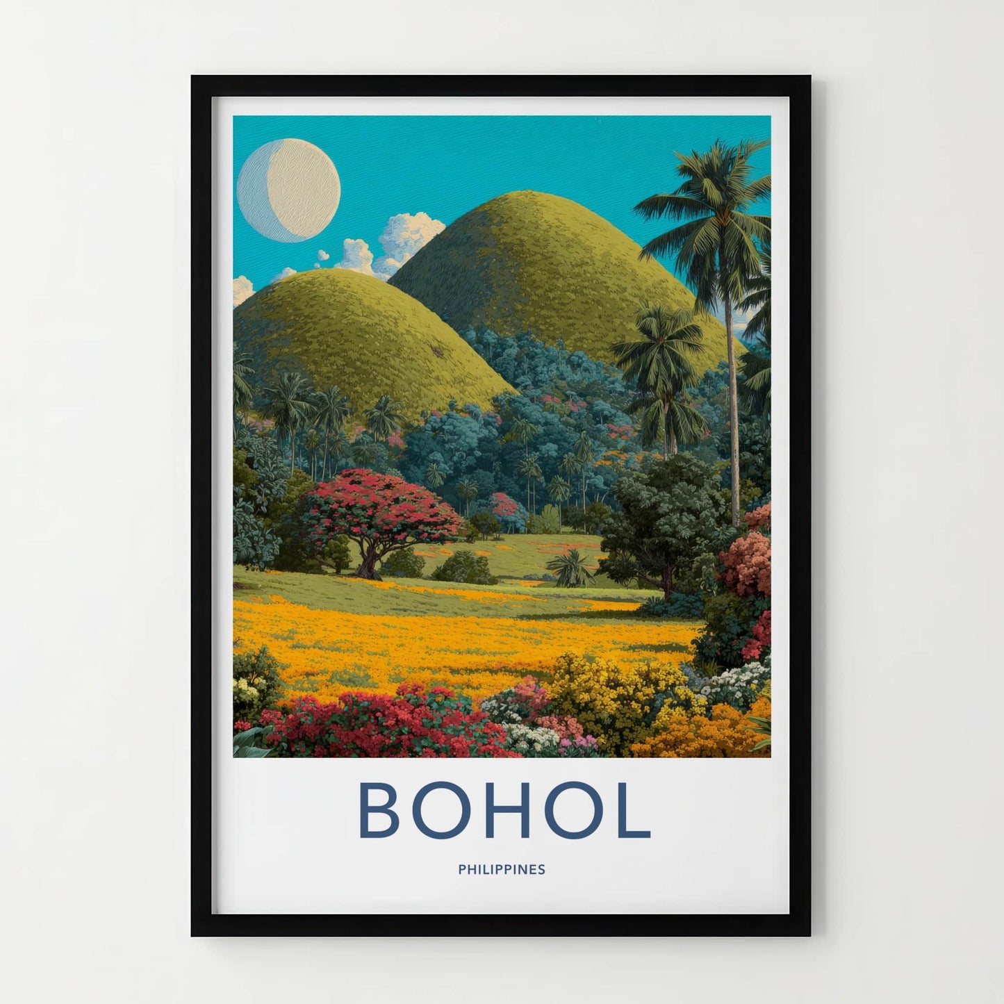 Bohol Poster - Philippines Art Print - Rolling Hills Landscape Home Decor