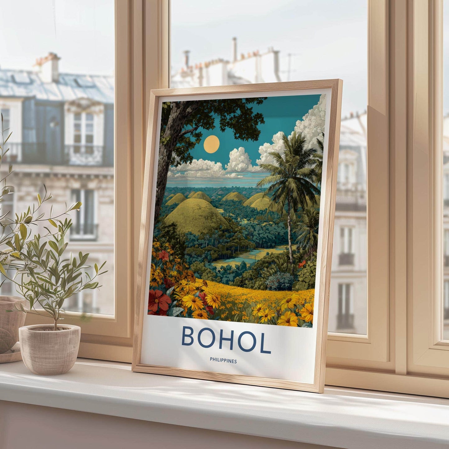 Bohol Poster - Philippines Travel Art - Chocolate Hills Landscape Wall Decor