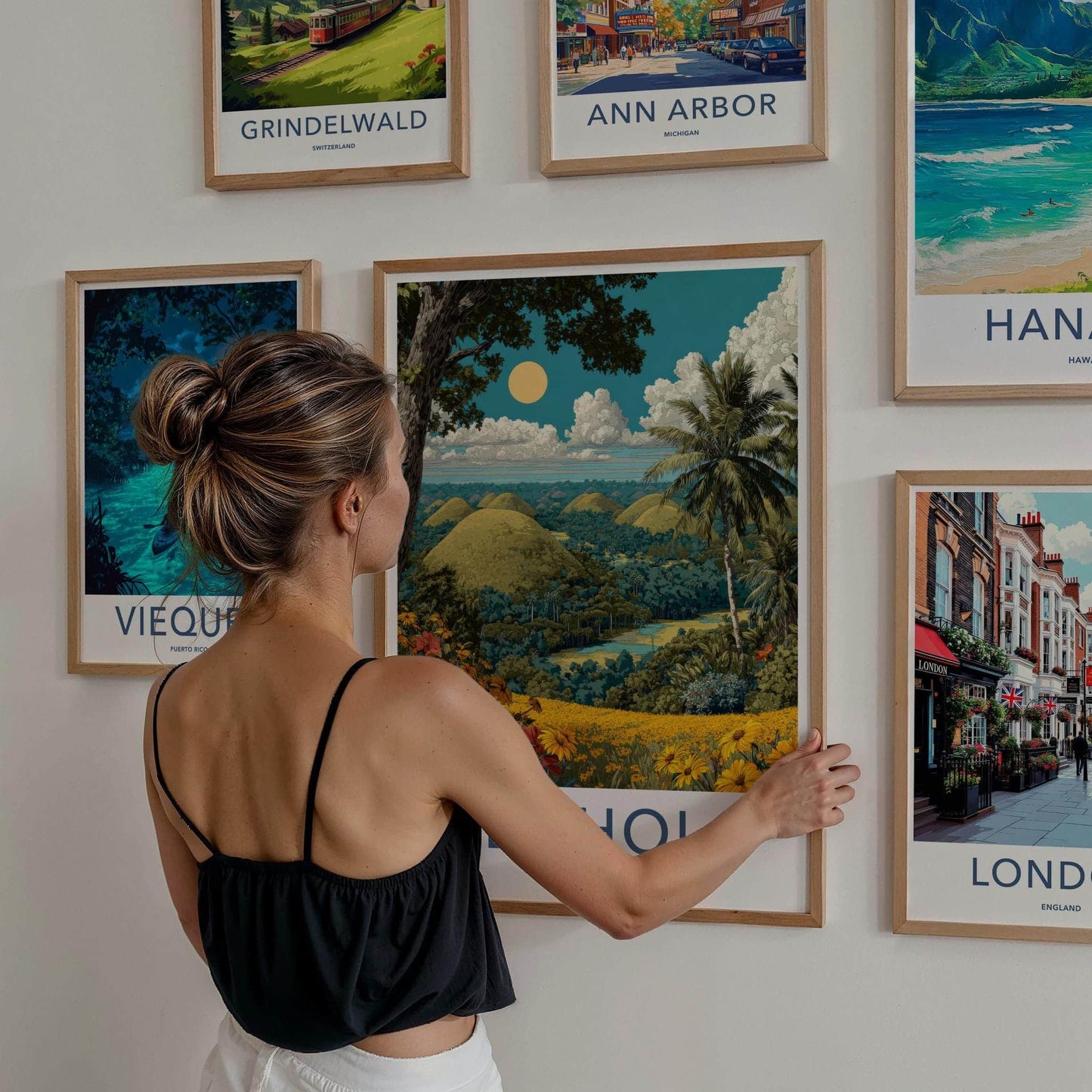Bohol Poster - Philippines Travel Art - Chocolate Hills Landscape Wall Decor