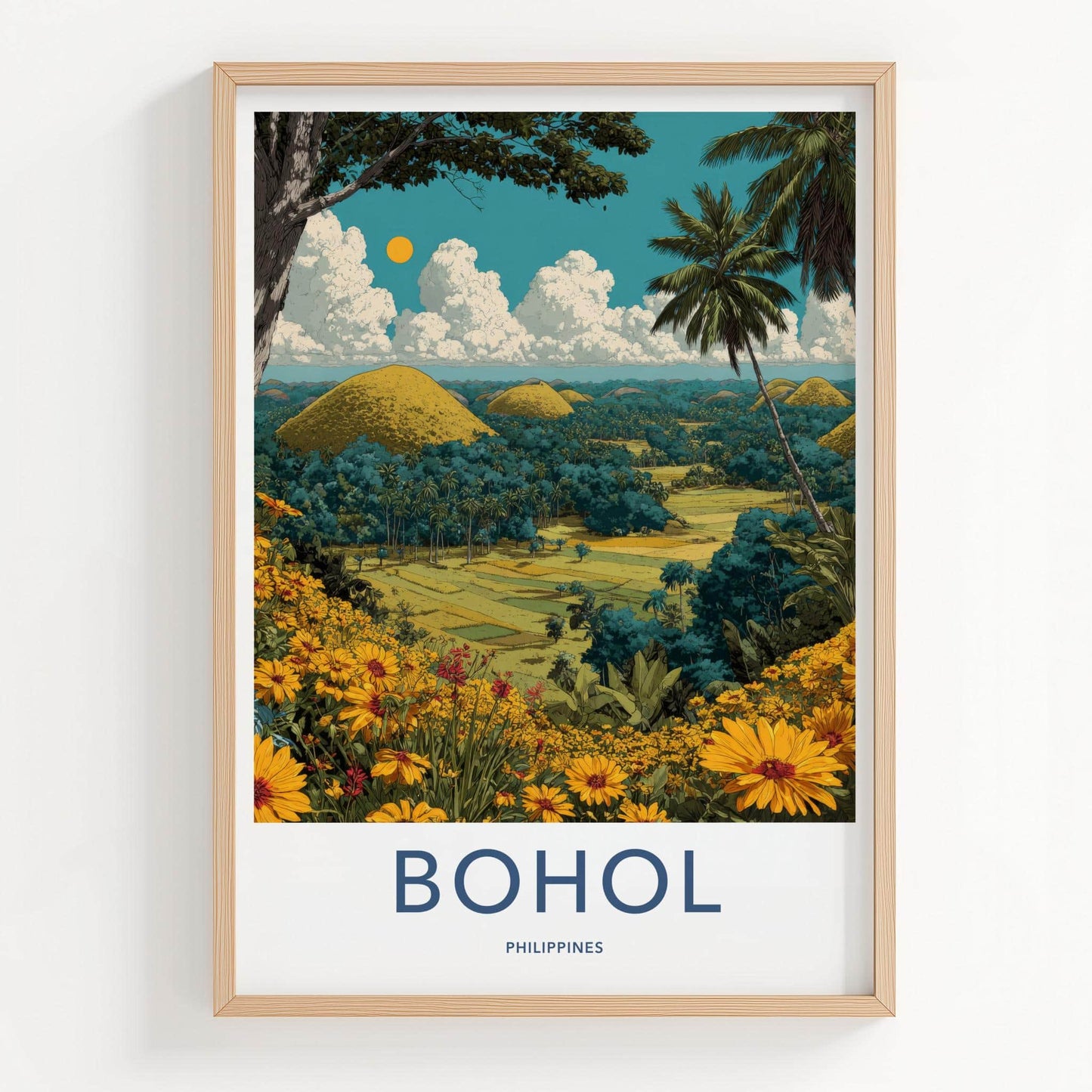 Bohol Poster - Philippines Travel Art - Chocolate Hills vista Room Decor