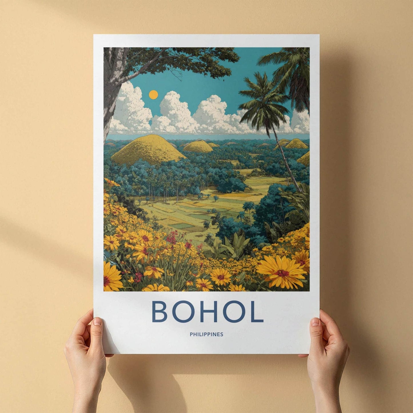 Bohol Poster - Philippines Travel Art - Chocolate Hills vista Room Decor