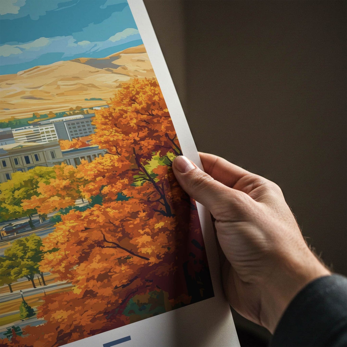 Boise Poster - Idaho Travel Art - Autumn Capitol Mountains Wall Decor