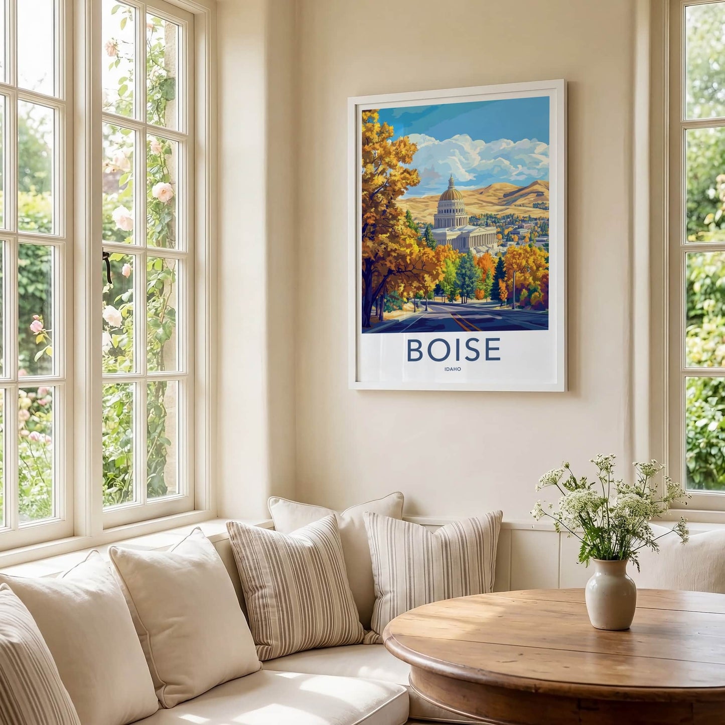 Boise Poster - Idaho Travel Art - Autumn Capitol Scene Home Decor