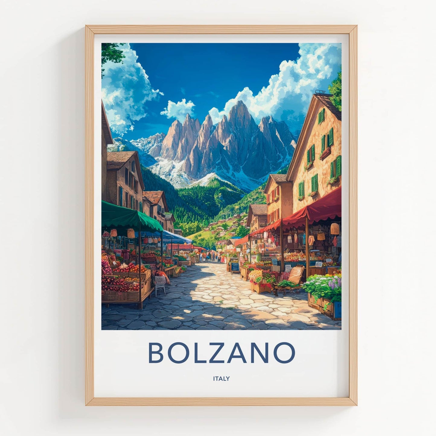 Bolzano Poster - Italy Framed Print - Mountain Market Street Framed Decor