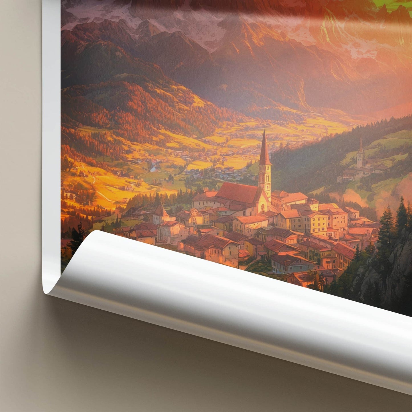 Bolzano Poster - Italy Travel Art - Alpine Village Sunset Wall Decor