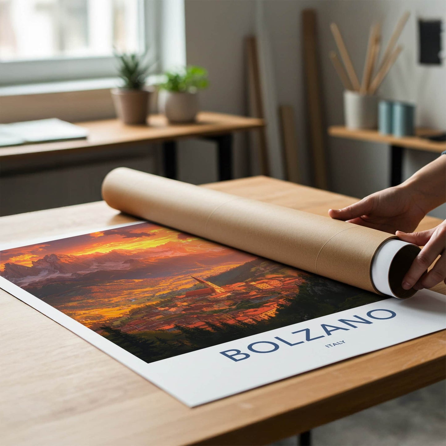 Bolzano Poster - Italy Travel Art - Alpine Village Sunset Wall Decor