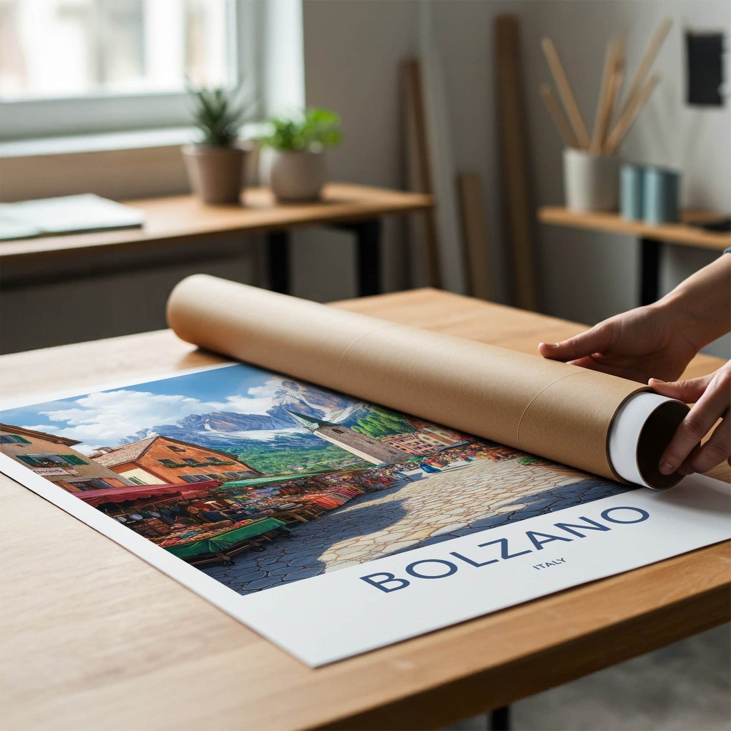 Bolzano Poster - Italy Travel Art - Mountain Village Market Home Decor