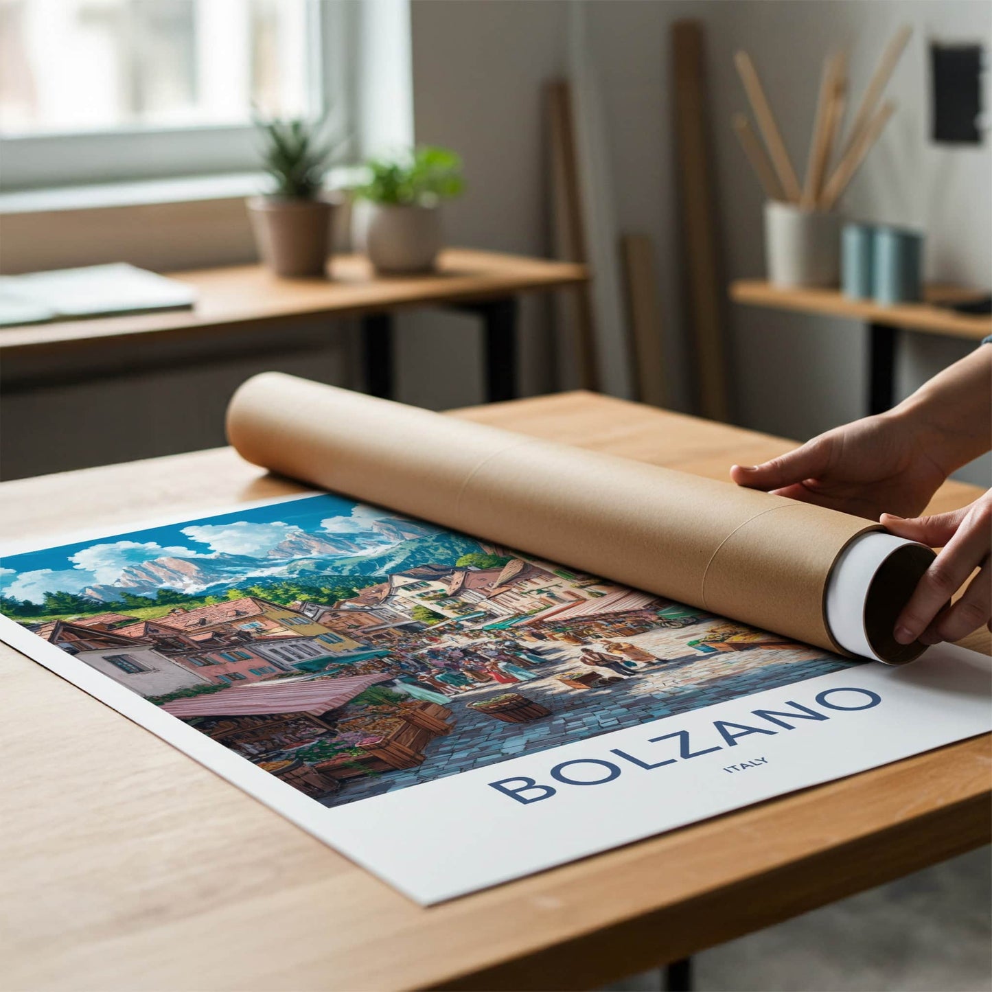 Bolzano Poster - Italy Wall Art - Lively Market Street Home Decor