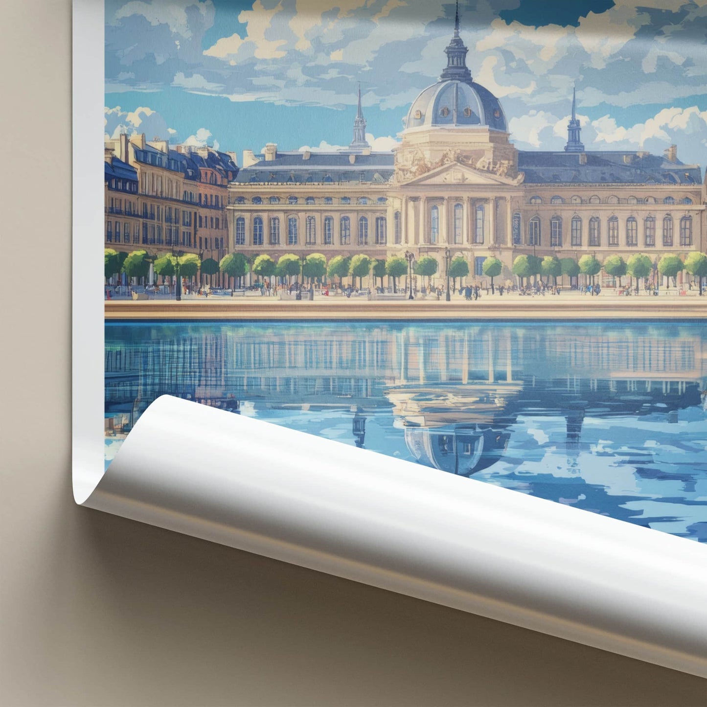 Bordeaux Poster - France Travel Art - Domed Building Reflection Home Decor