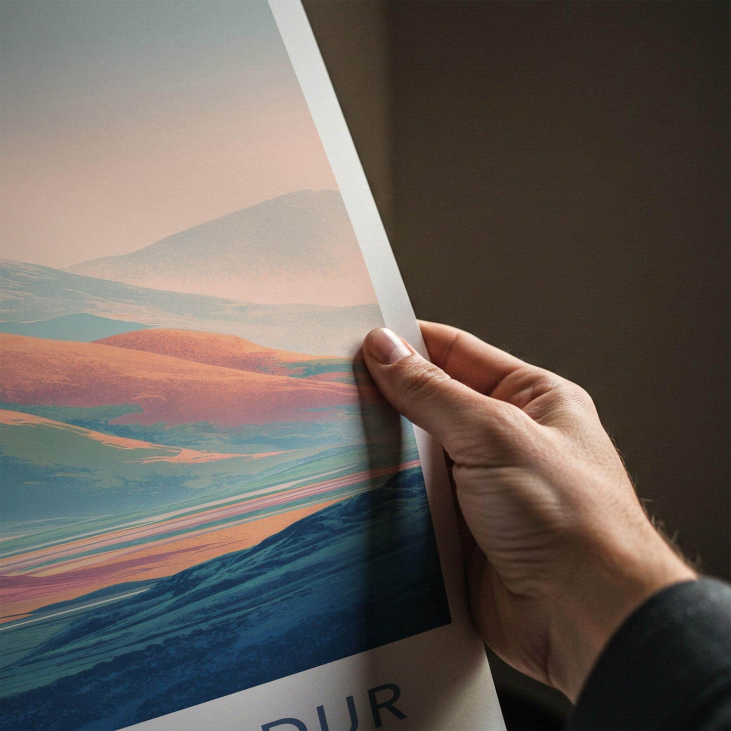Borgarfjordur Poster - Iceland Travel Art - Layered Pastel Peaks Lounge Decor