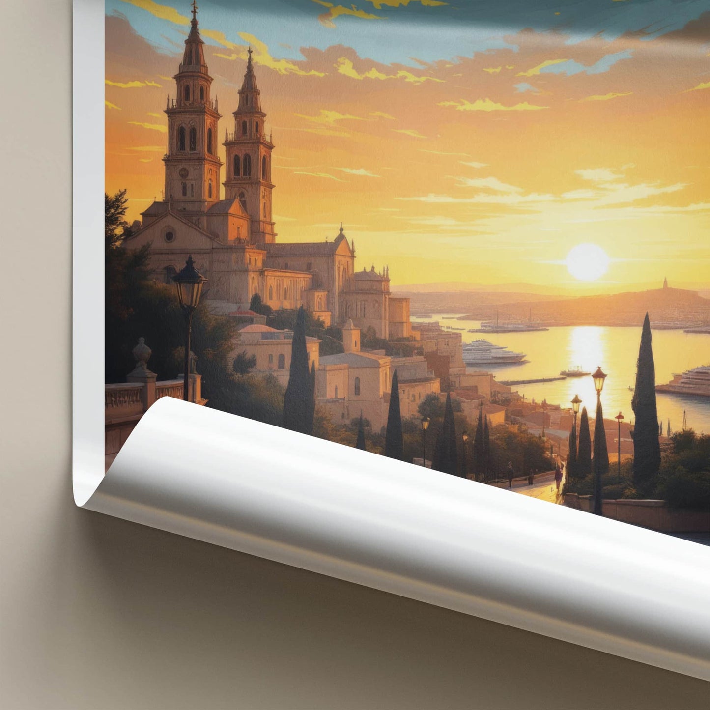 Borgo Vilhena Poster - Malta Travel Art - Coastal Town Sunset Home Decor
