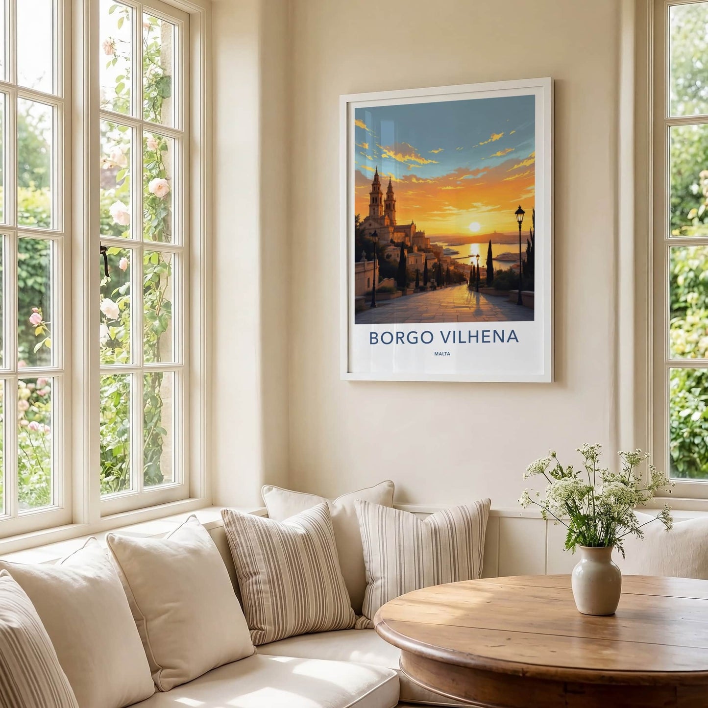 Borgo Vilhena Poster - Malta Travel Art - Coastal Town Sunset Home Decor